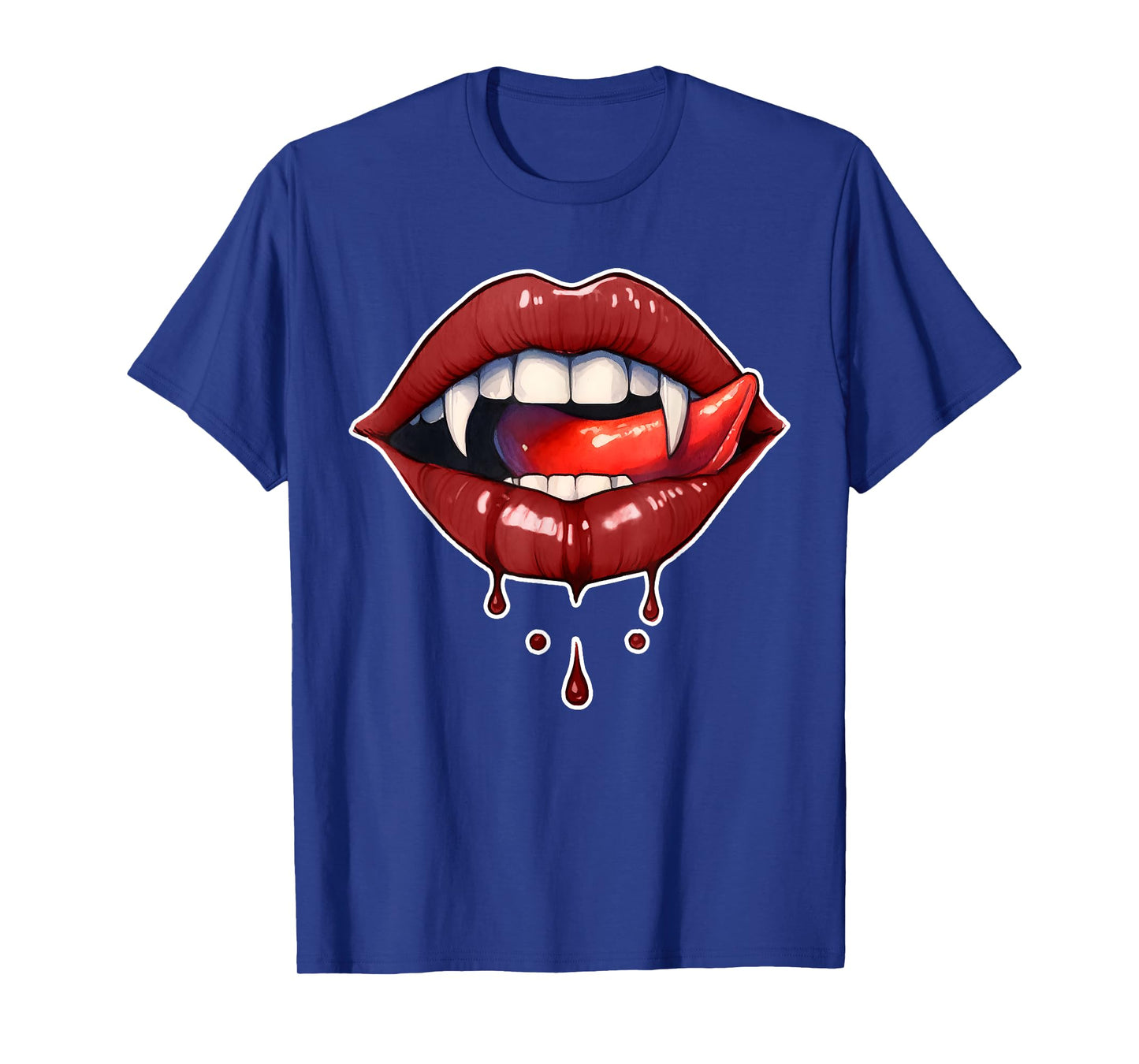 Halloween Horror Costume Bloody Teeth Vampire Fangs Red Lips T-Shirt