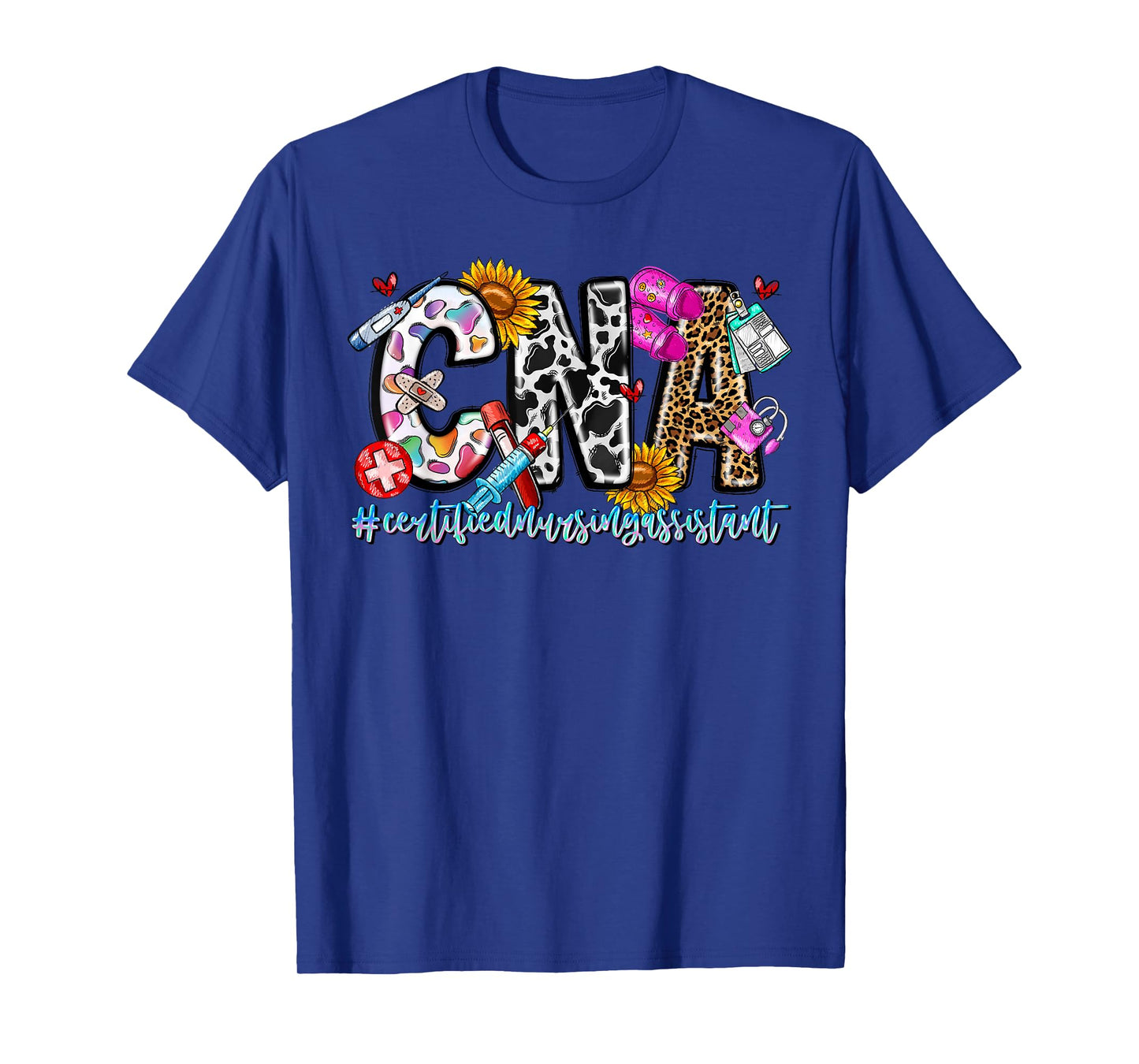 Retro Leopard Sunflower CNA Certified Nursing Assistant T-Shirt