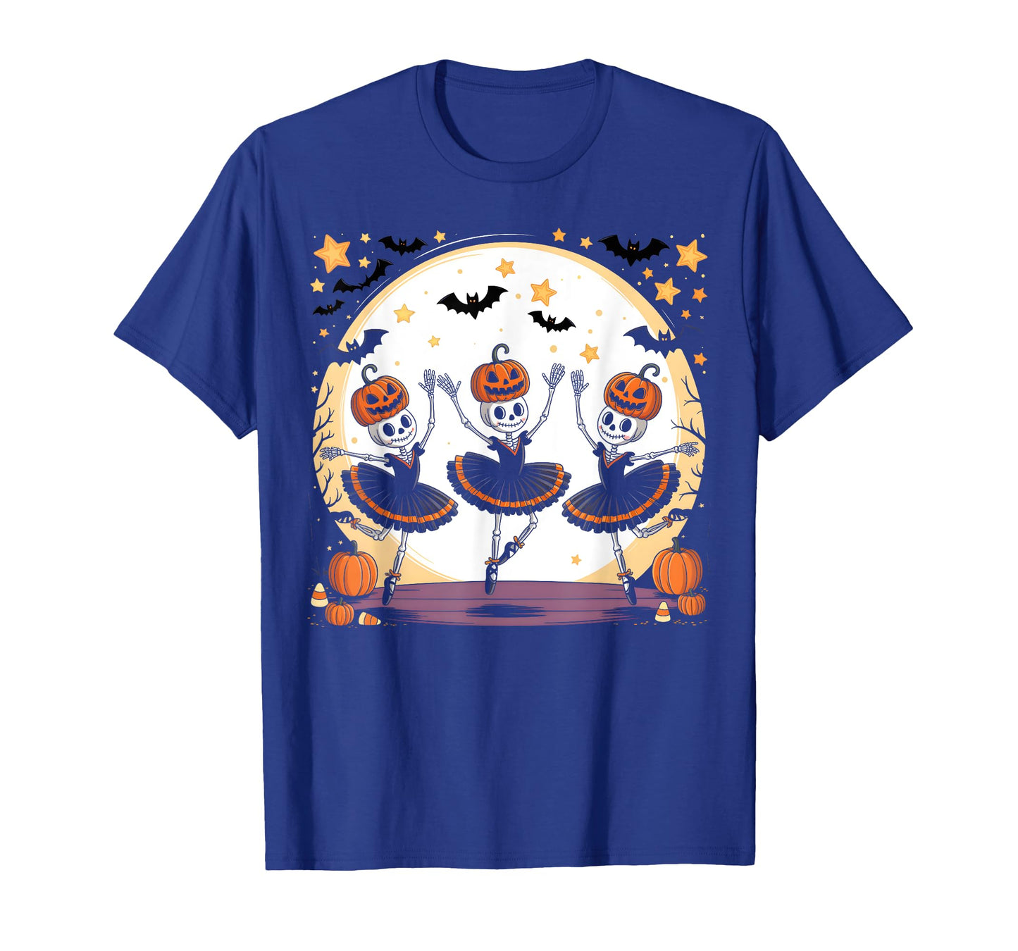 Ballet Pumpkin Skeleton Scary Halloween Men Women Boys Girl T-Shirt