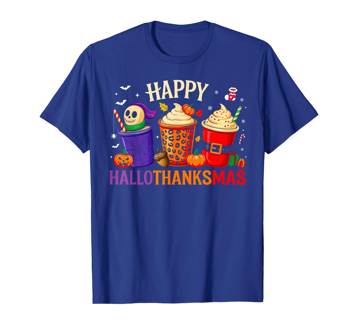 Happy Hallothanksmas Coffee Latte Halloween Thanksgiving T-Shirt