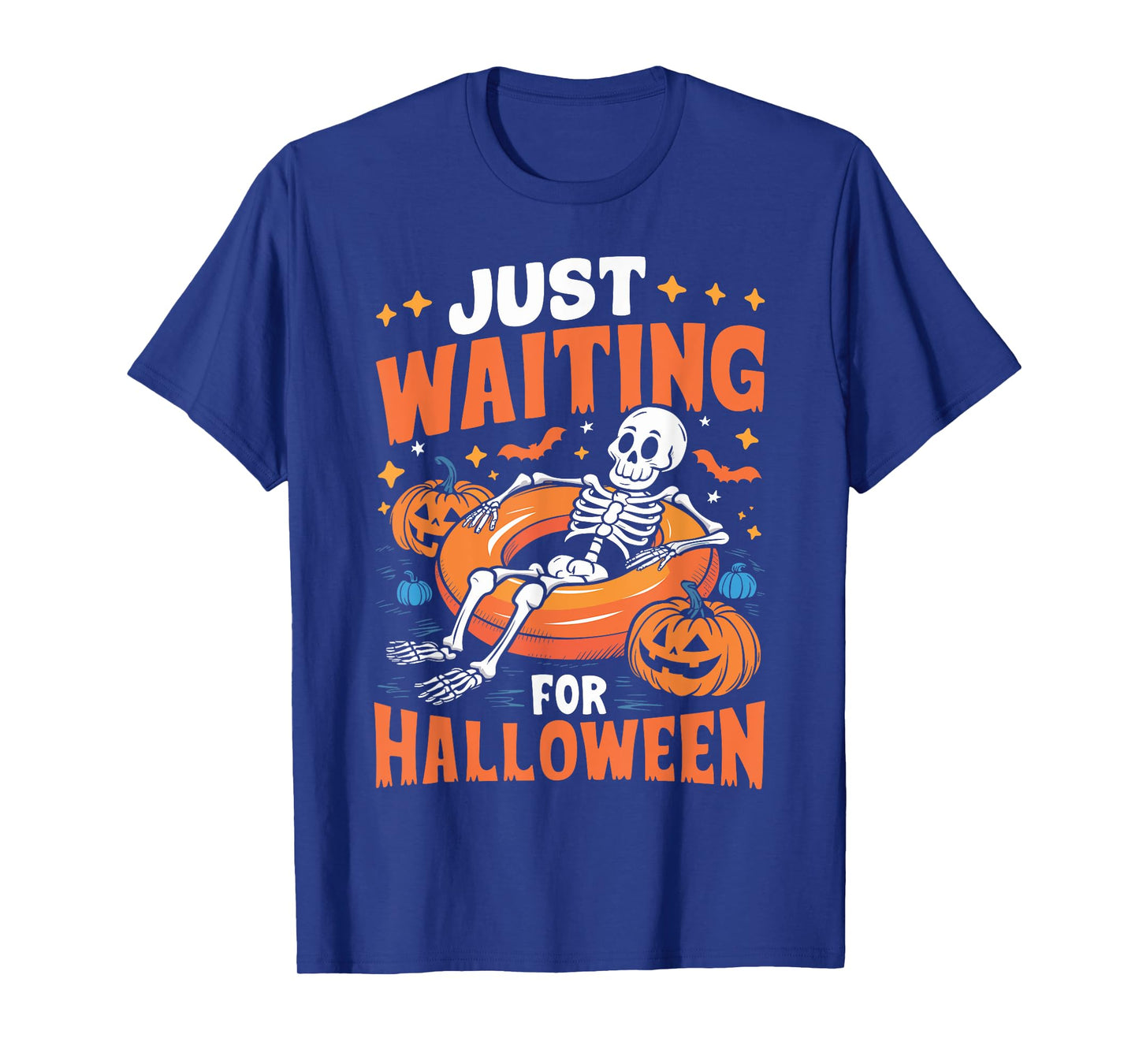 Just Waiting for Halloween Spooky Skeleton Summer Halloween T-Shirt