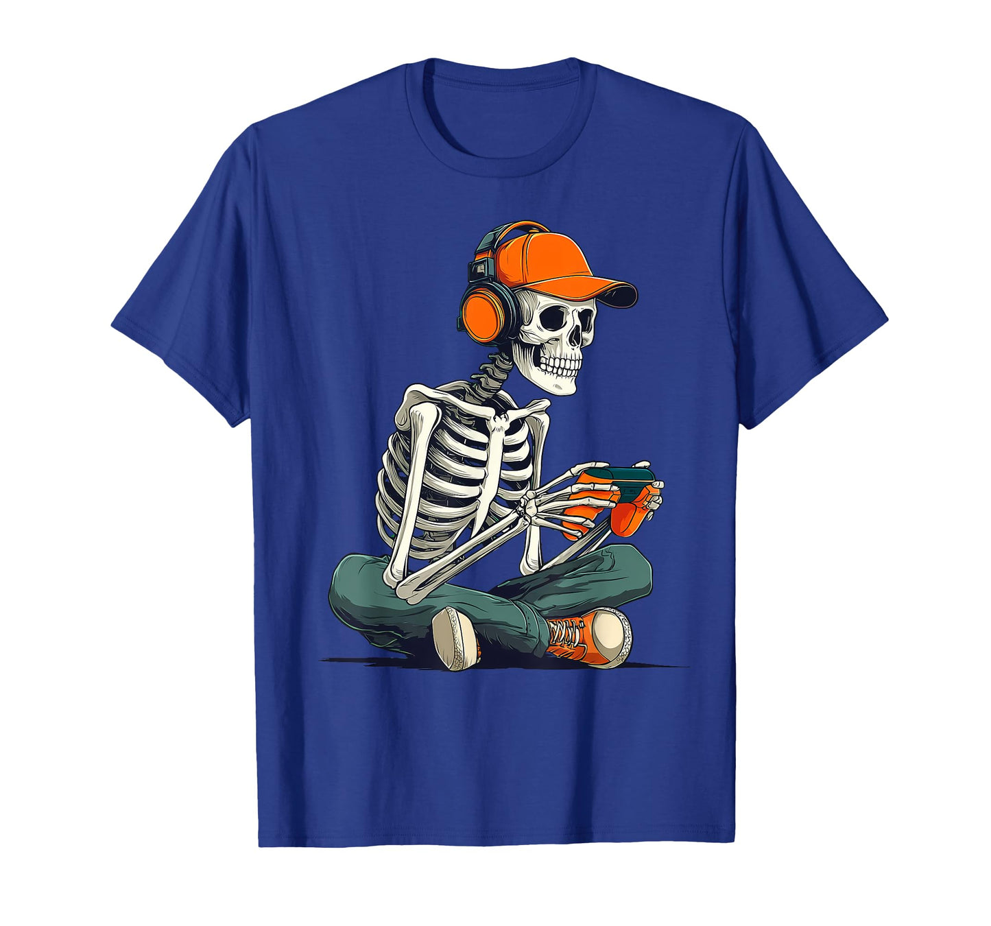 Halloween Skeleton Gamer Video Gaming Men Teens Boys Kids T-Shirt