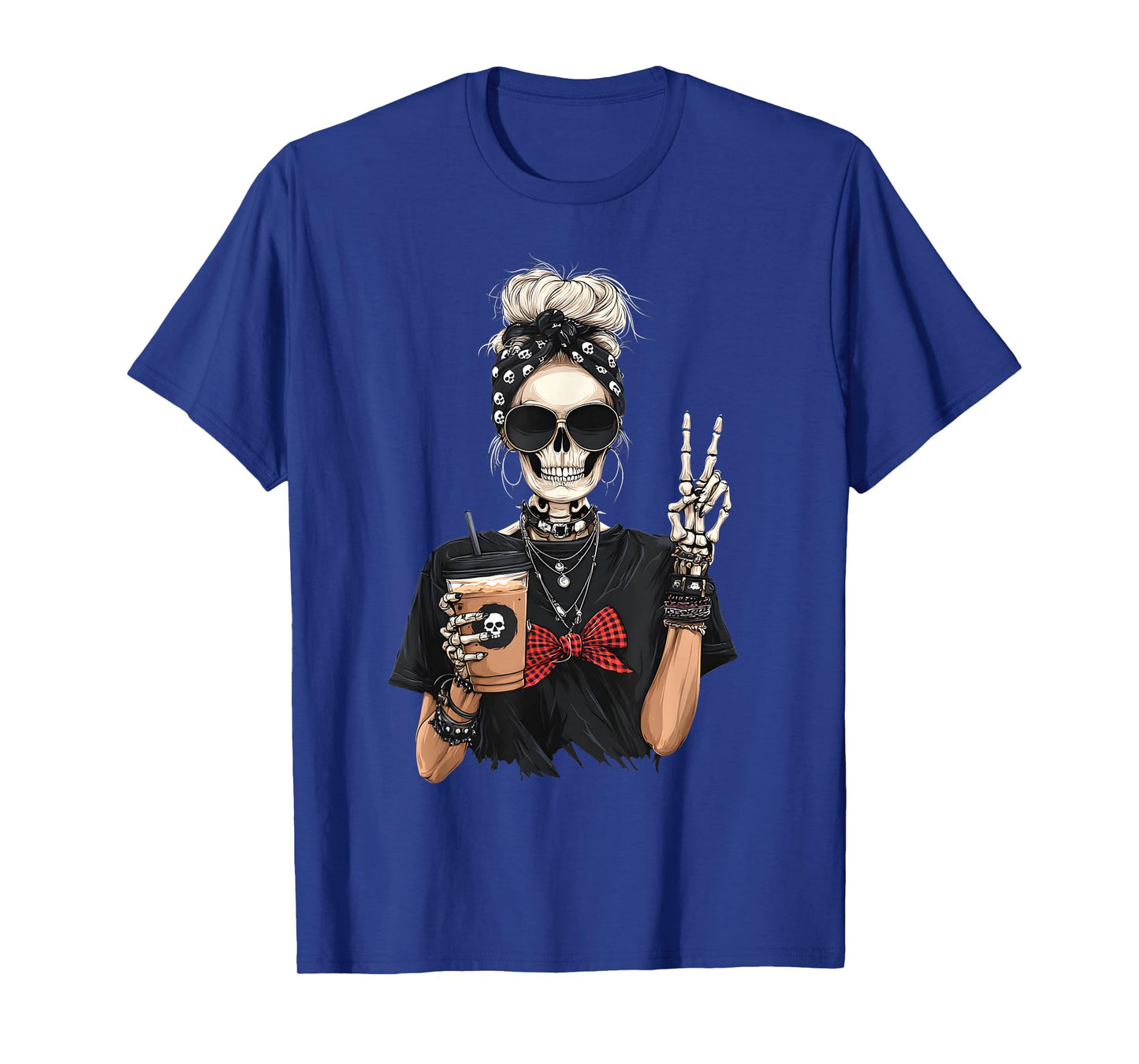Skeleton Girl Drinking Coffee T-Shirt