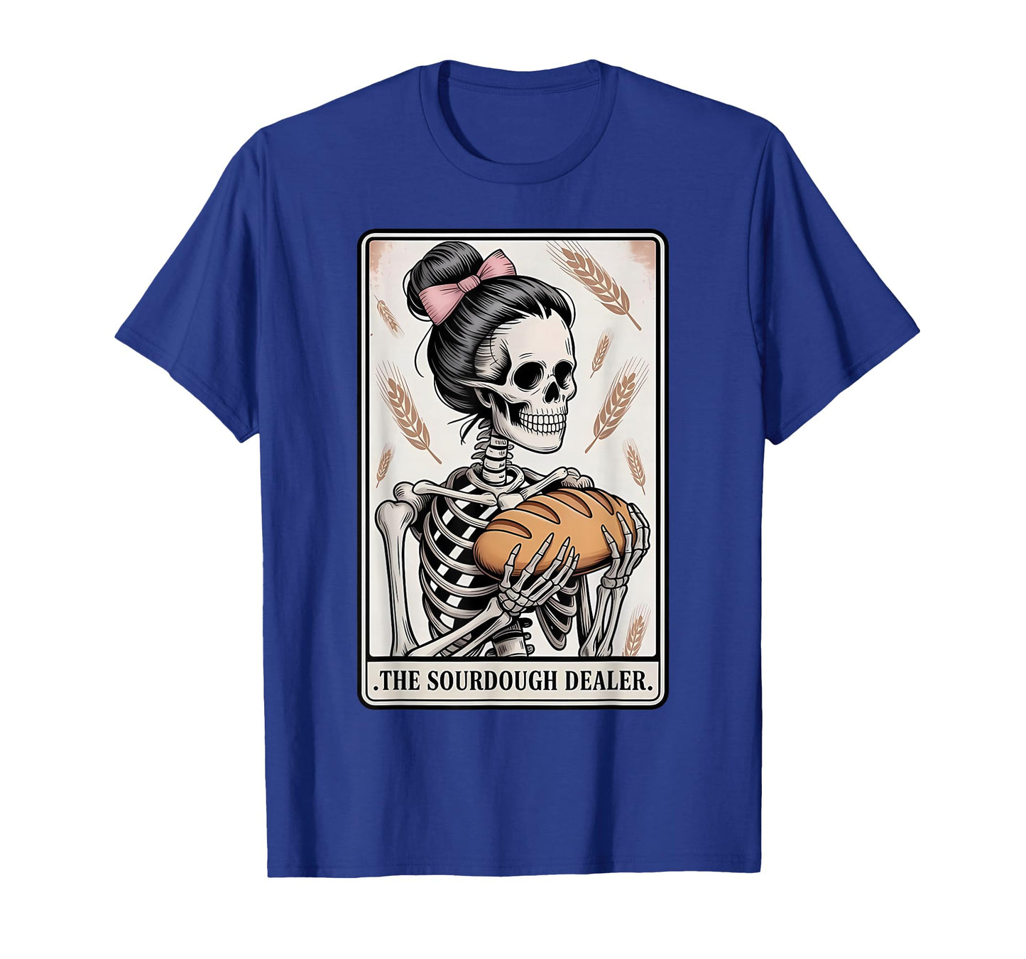 Sourdough Dealer Tarot Card Skeleton Homemaker Baking Bow T-Shirt