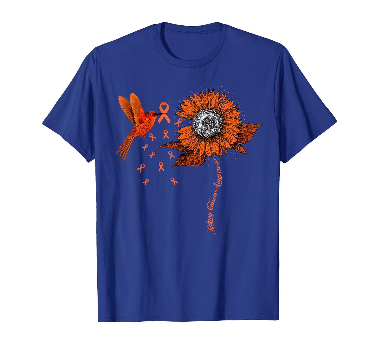 Hummingbird Holding Orange Ribbon Kidney Cancer Awareness T-Shirt