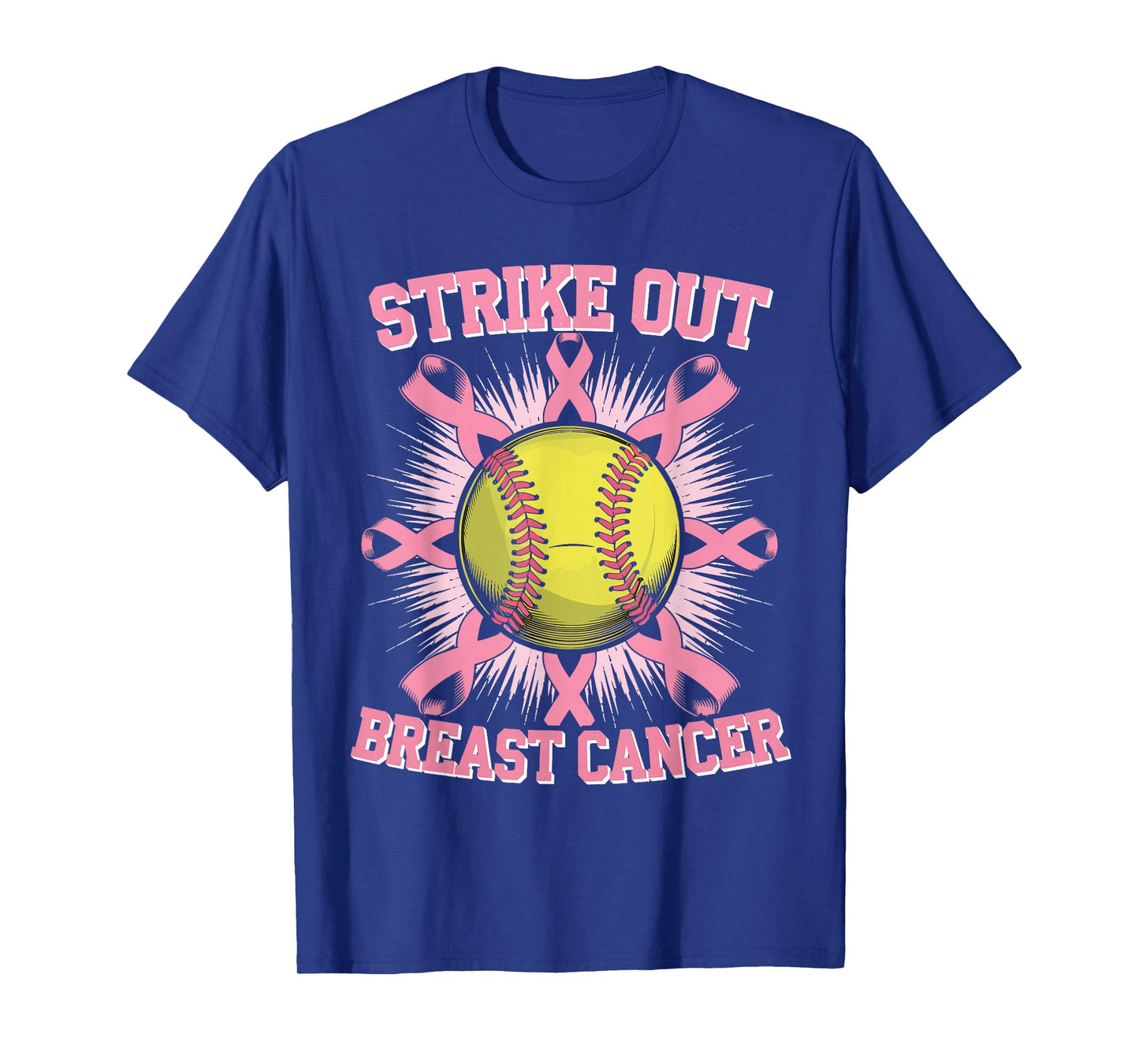 Strike Out Breast Cancer Softball Fight Awareness Men Womens T-Shirt