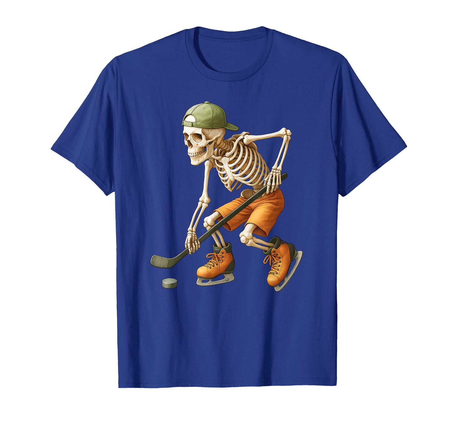 Skeleton Ice Hockey Halloween Costume Funny T-Shirt