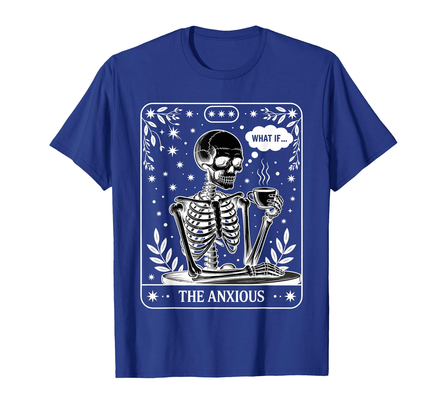 Skeleton Holding Coffee Tarot Design T-Shirt