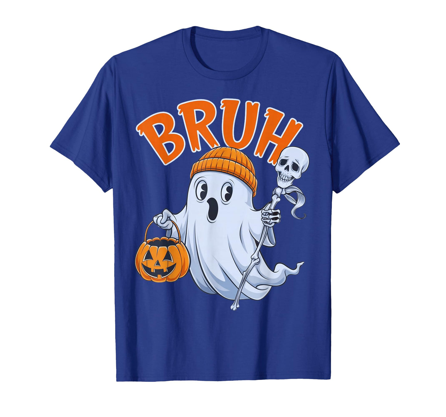 Bruh Ghost Halloween Boo Pumpkin Boys Kids Toddlers Spooky T-Shirt