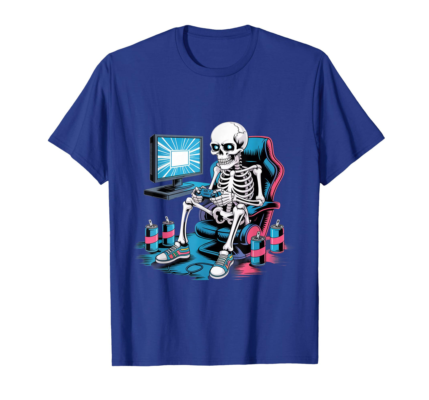 Funny Gamer Skeleton Gaming Chair Video Game Energy Drink T-Shirt