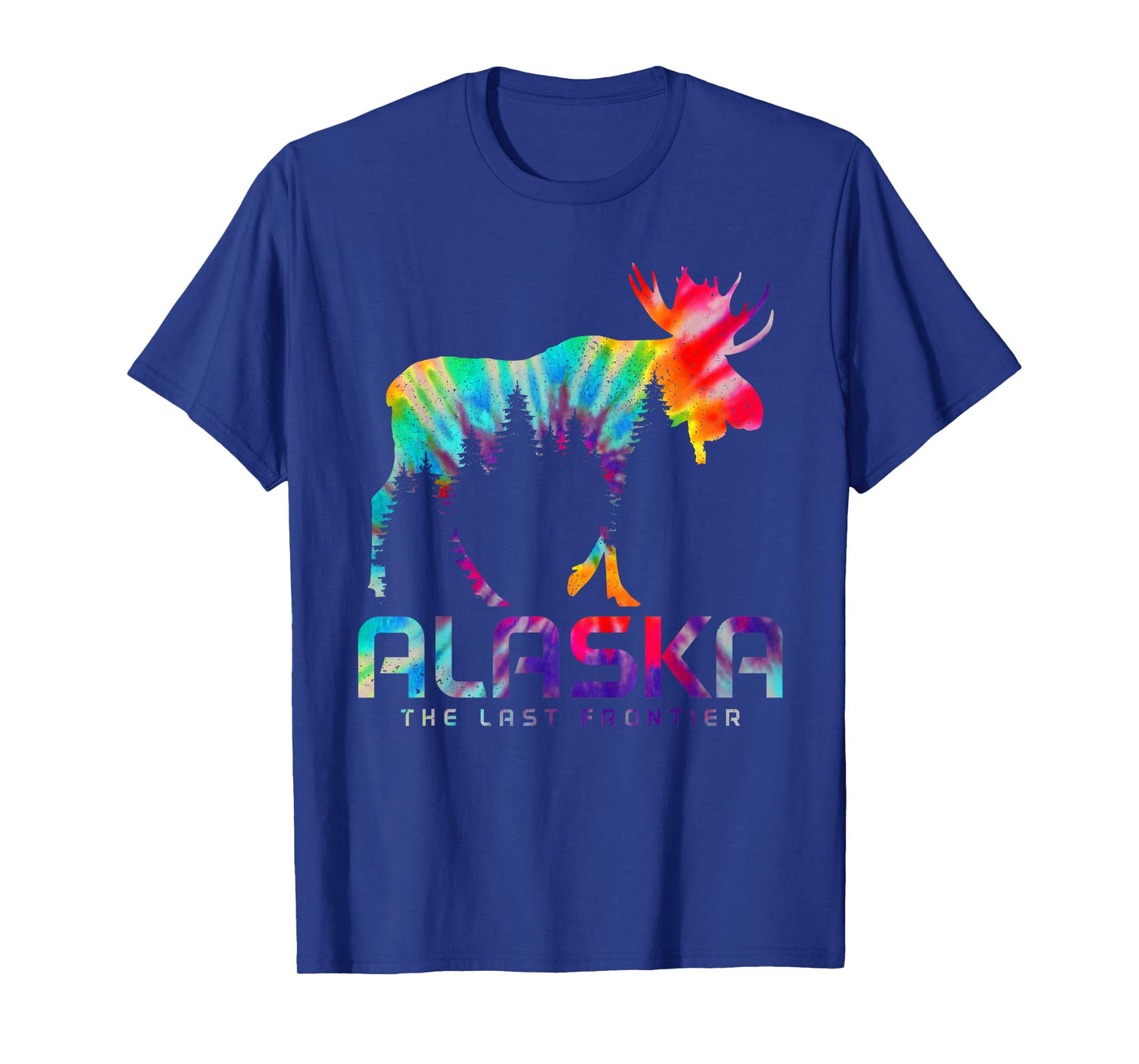Alaska The Last Frontier Vintage Tie Dye Souvenir Moose T-Shirt