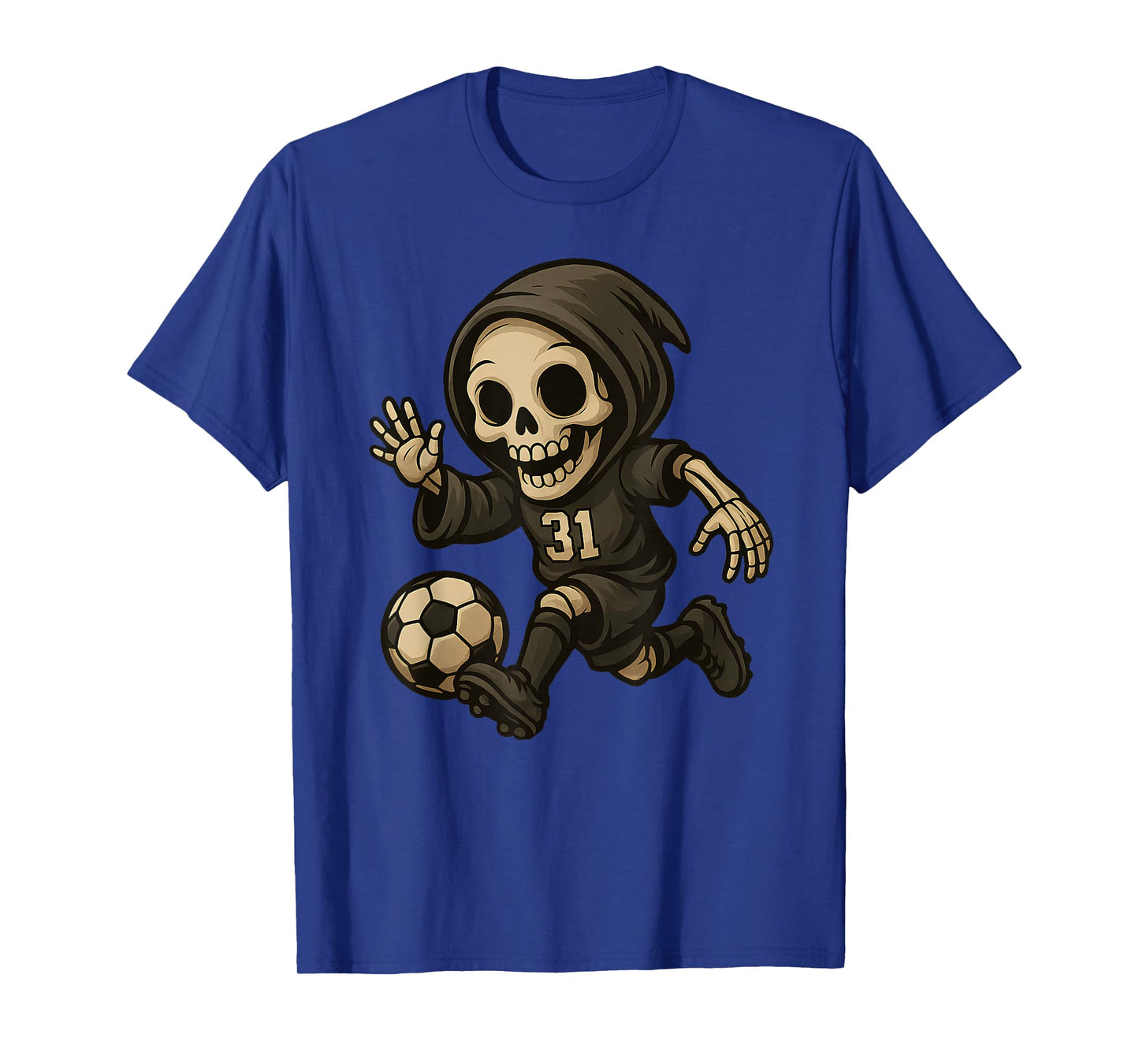 Halloween Skeleton Reaper Soccer Player Spooky Sports Design T-Shirt