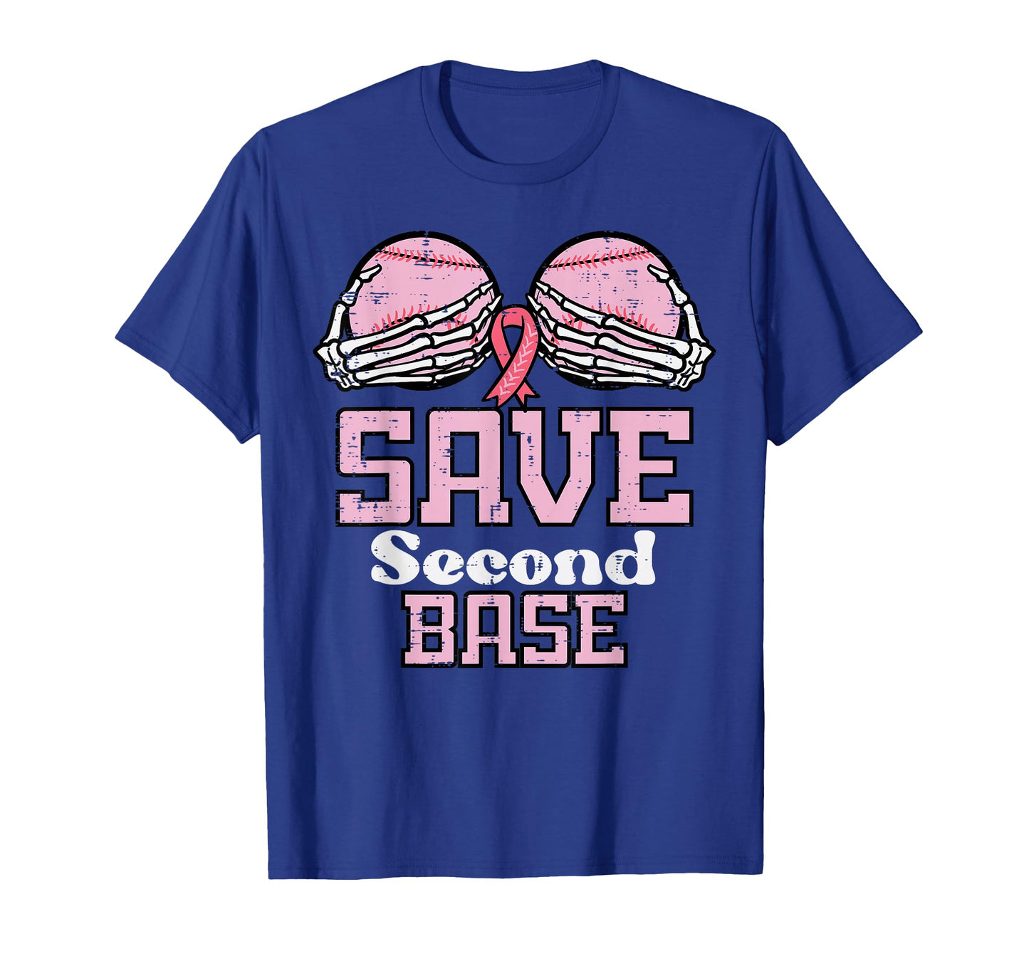 Breast Cancer Baseball Save 2nd Base Awareness Men Women T-Shirt