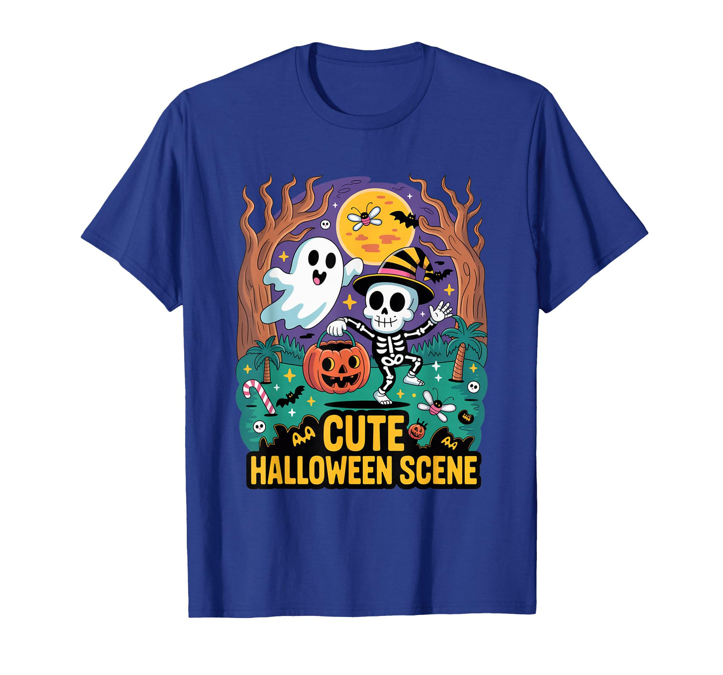 Cute Halloween Dancing Skeleton & Friendly Ghost T-Shirt