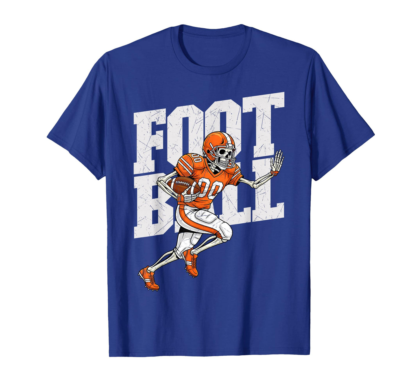 Skeleton Football Running Back Player Spooky Season Sports T-Shirt