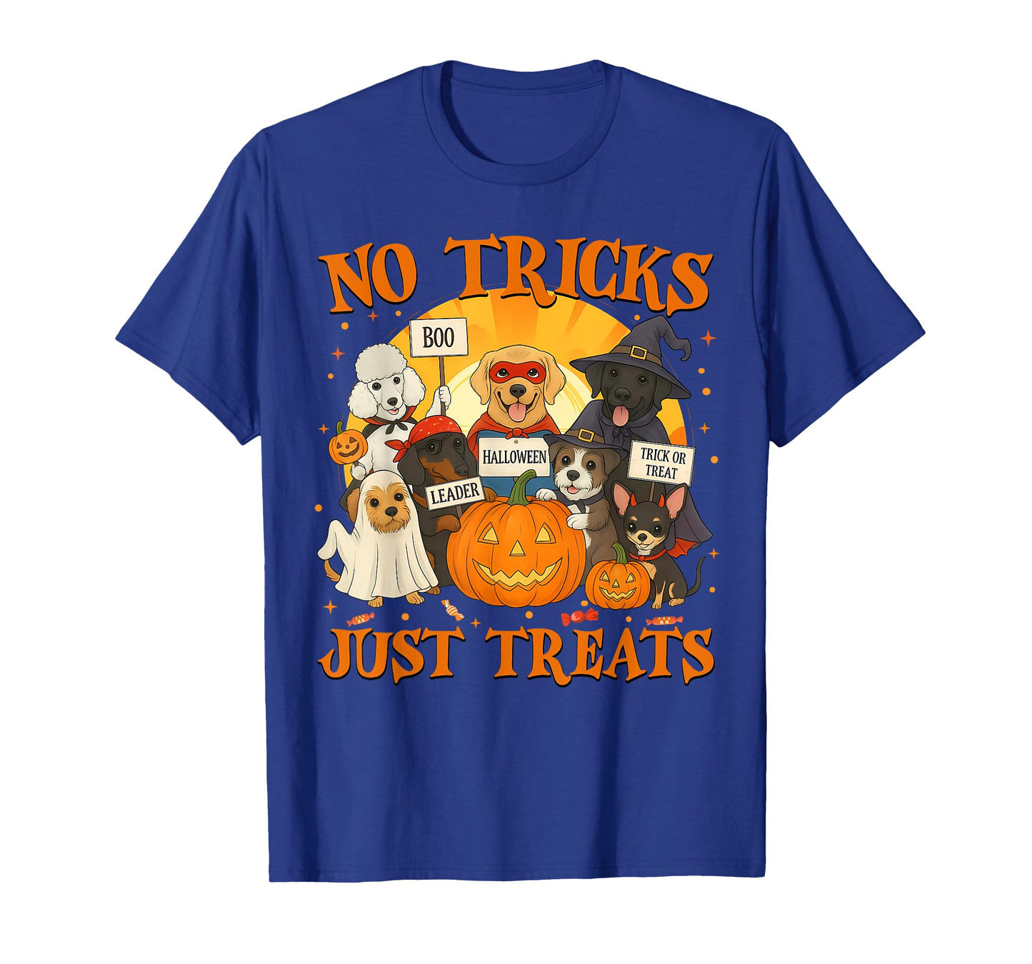 No Tricks Just Treats Cool Funny Halloween Dog Lover Custome T-Shirt