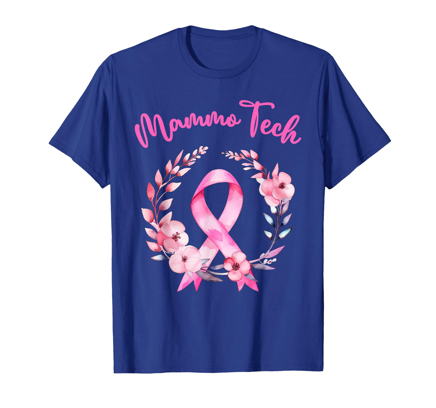 Retro Floral Ribbon Mammo Tech Mammography Technologist T-Shirt