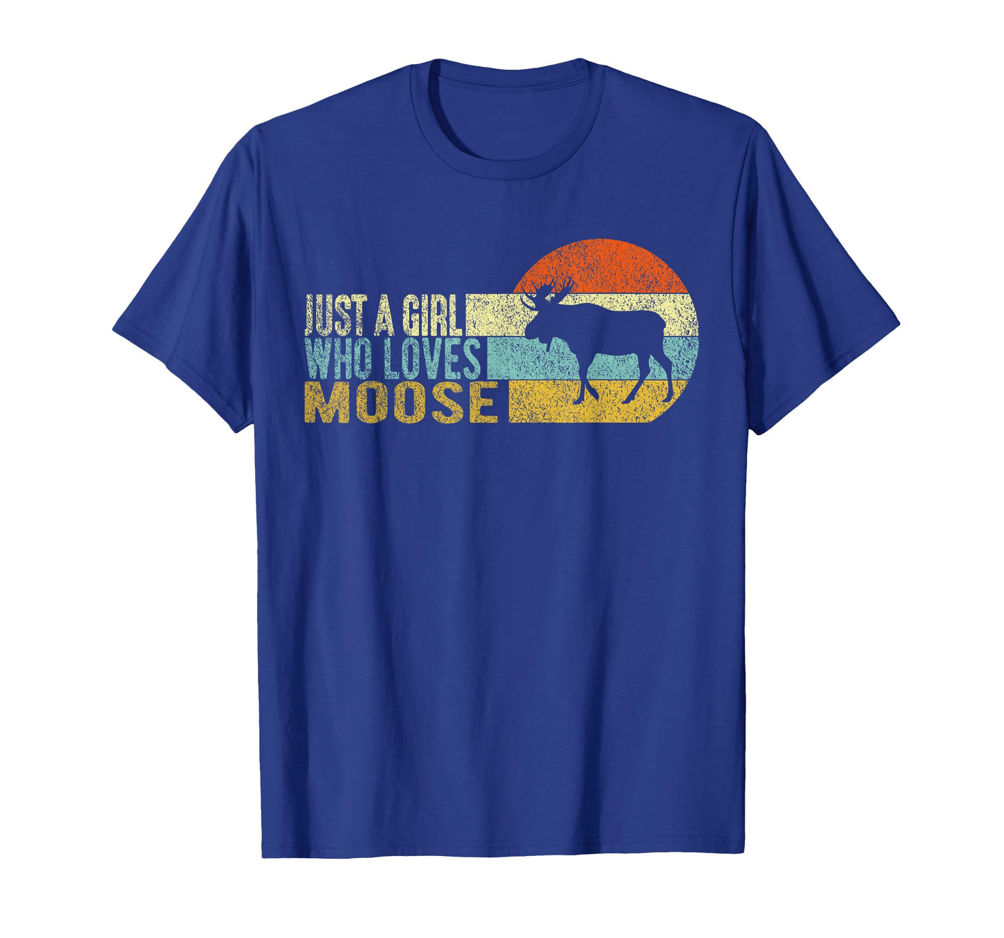 Just A Girl Who Loves Moose Funny Moose Lover Retro T-Shirt