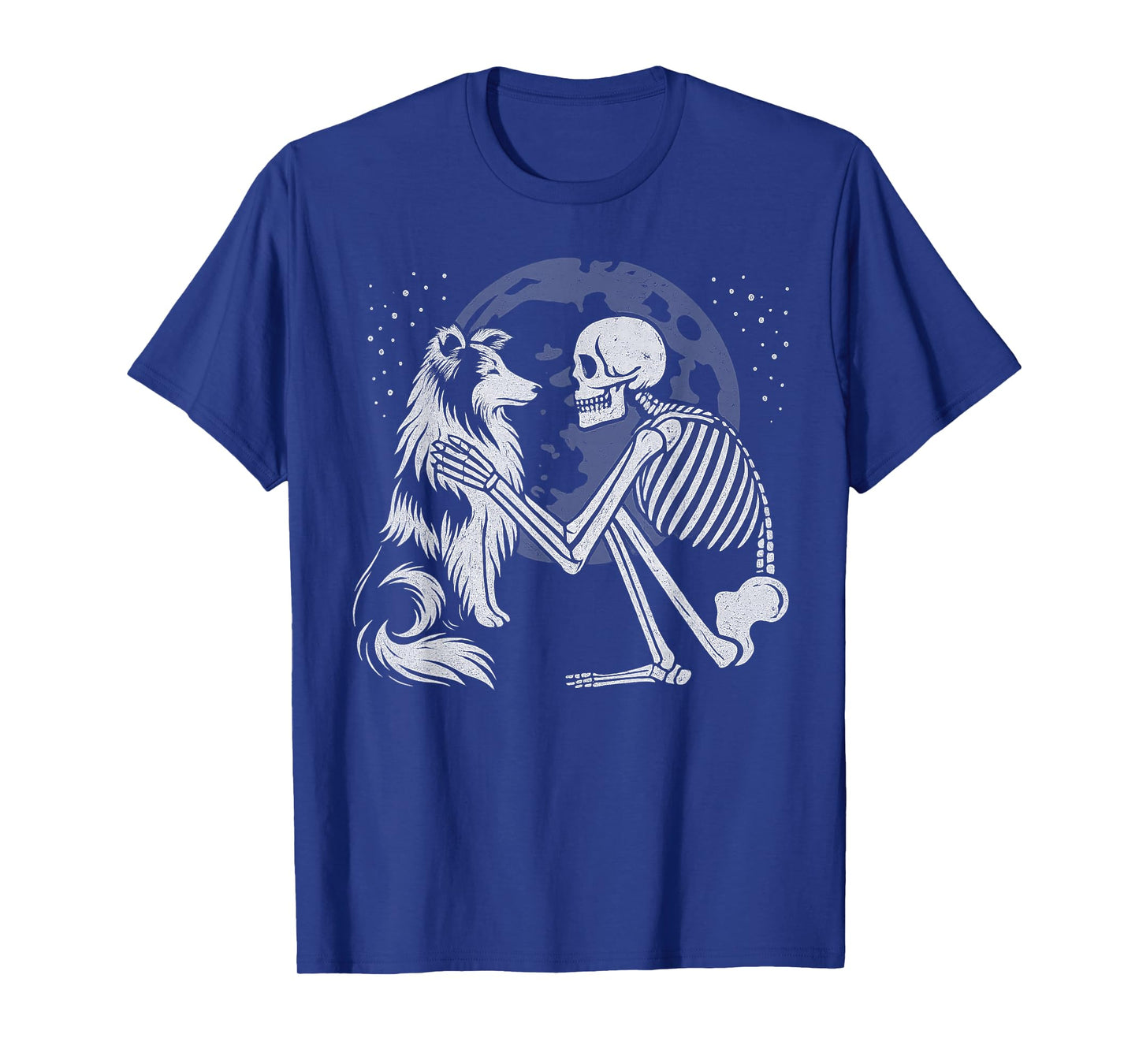 Shetland Sheepdog Skeleton Moon Halloween Dog Lover T-Shirt