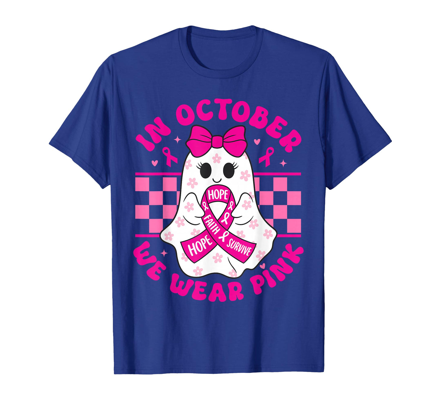Spooky Halloween Ghost Pink Breast Cancer Awareness 2025 T-Shirt