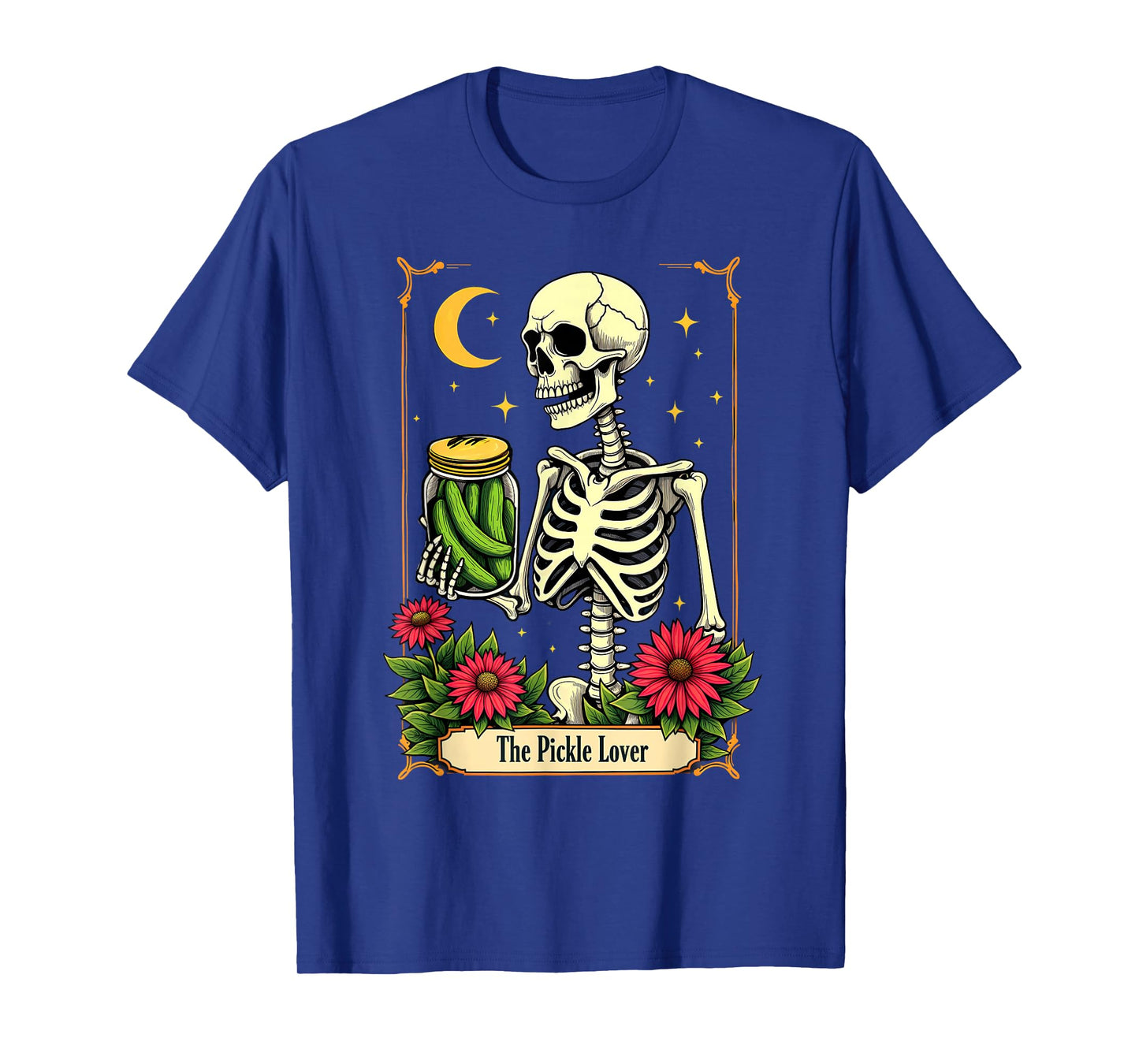 Gothic Tarot Card The Pickle Lover Skeleton Halloween T-Shirt
