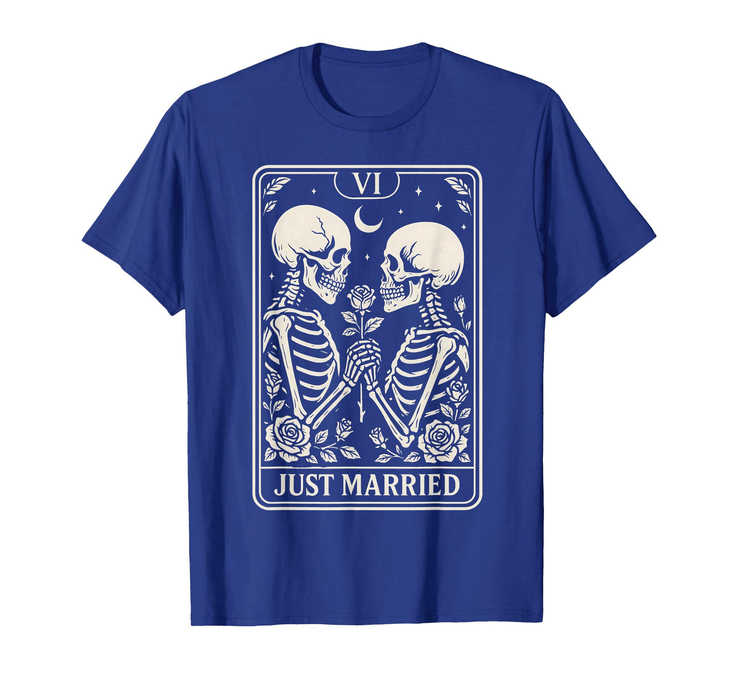 Just Married Skeleton Couples Gothic Wedding Bride Groom T-Shirt