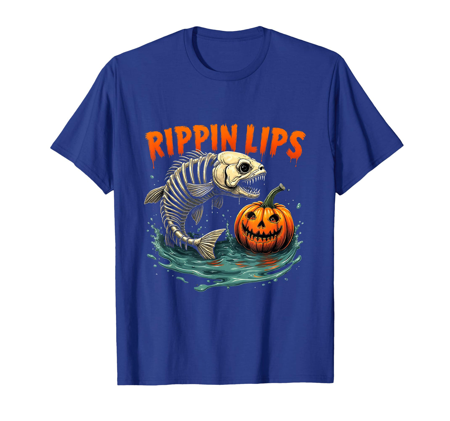 Reel Scared Halloween Fishing Fisherman Skeleton Funny Retro T-Shirt
