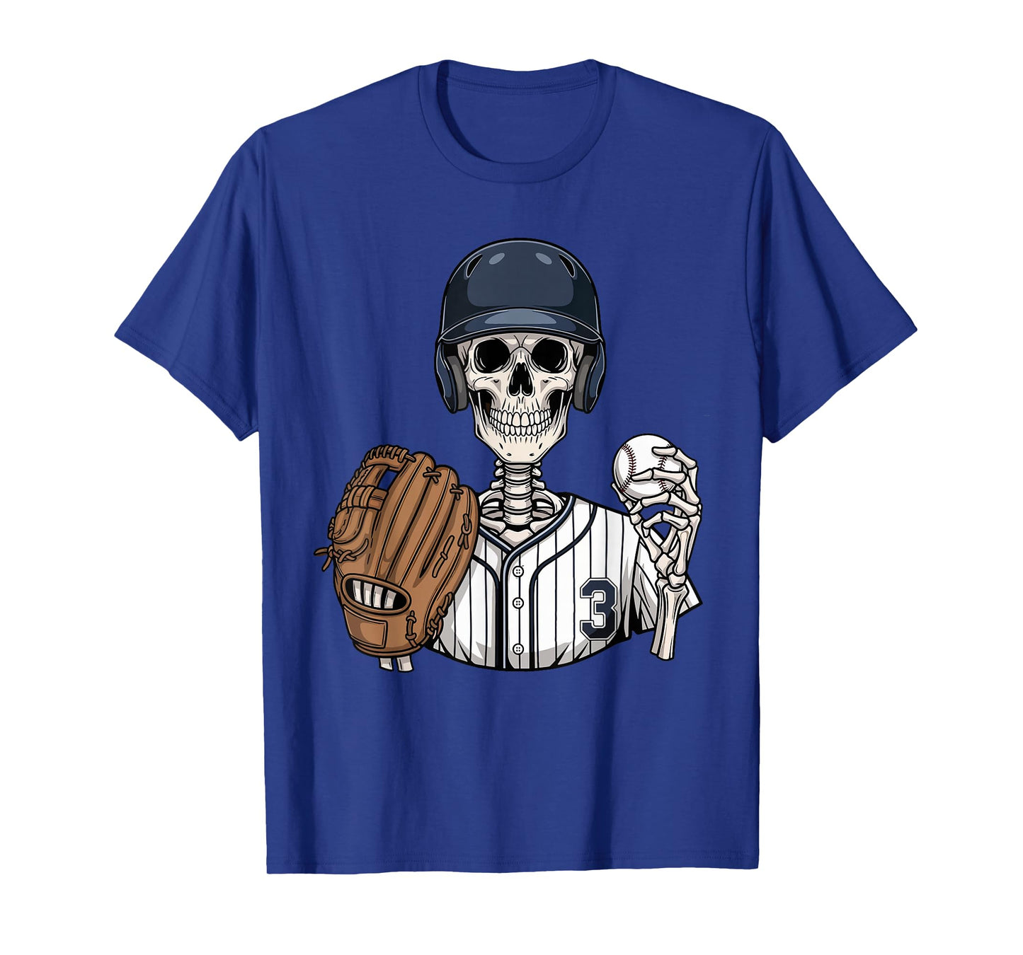 Retro Funny Skeleton Baseball Gameday Team Sports Boys Men T-Shirt