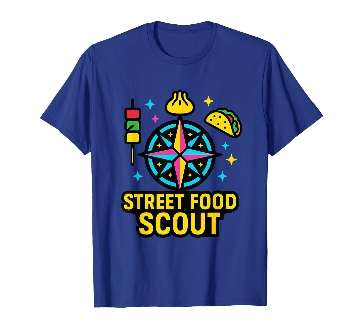 Street Food Scout Compass Icons for Roaming Market Explorers T-Shirt