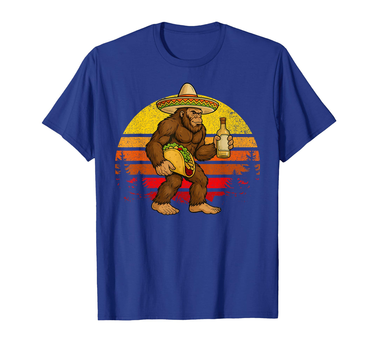 Funny Bigfoot With Taco & Wine Sasquatch Cinco De Mayo T-Shirt
