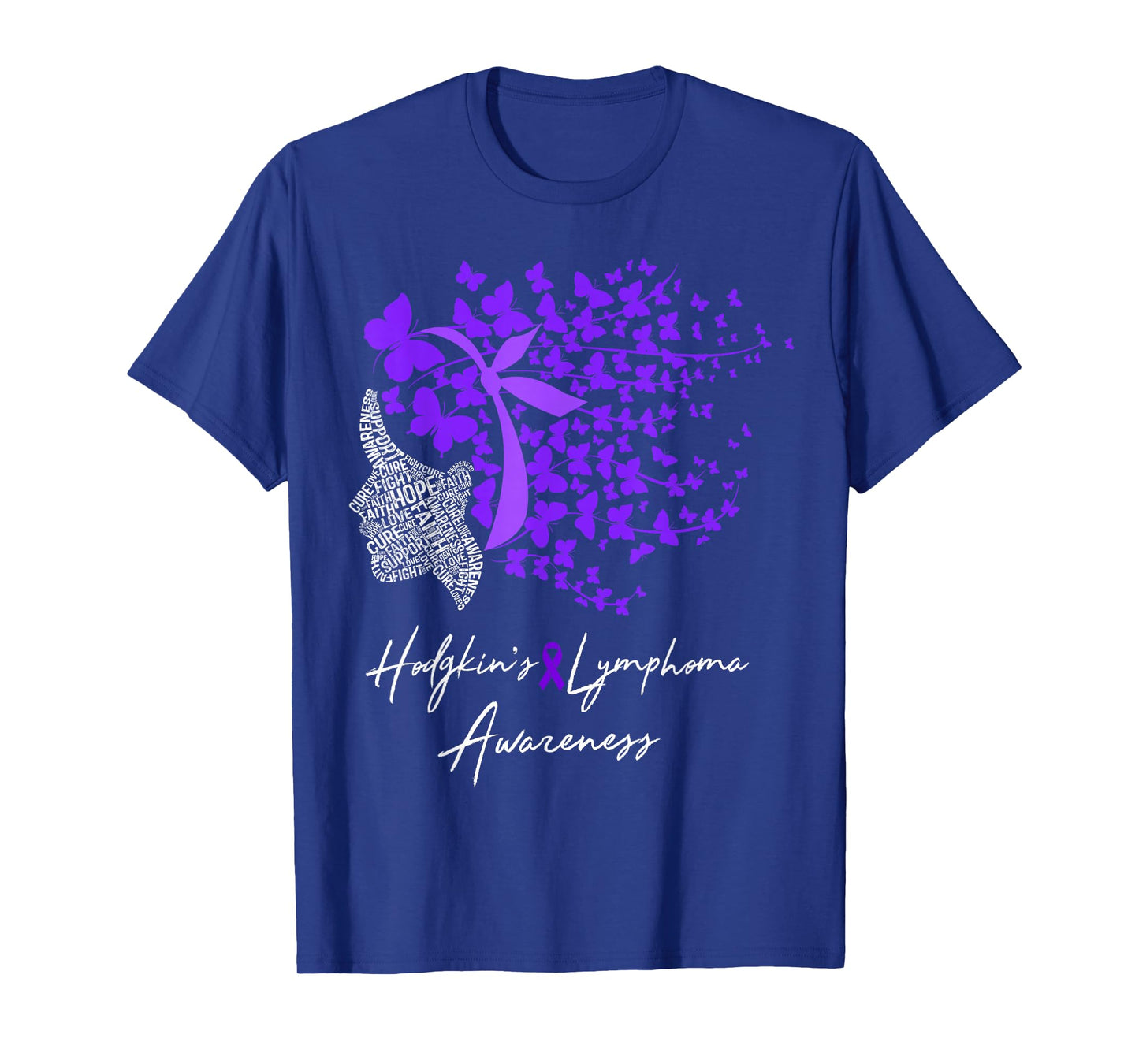 Hodgkin's Lymphoma Awareness Gifts Purple Butterflies TShirt T-Shirt