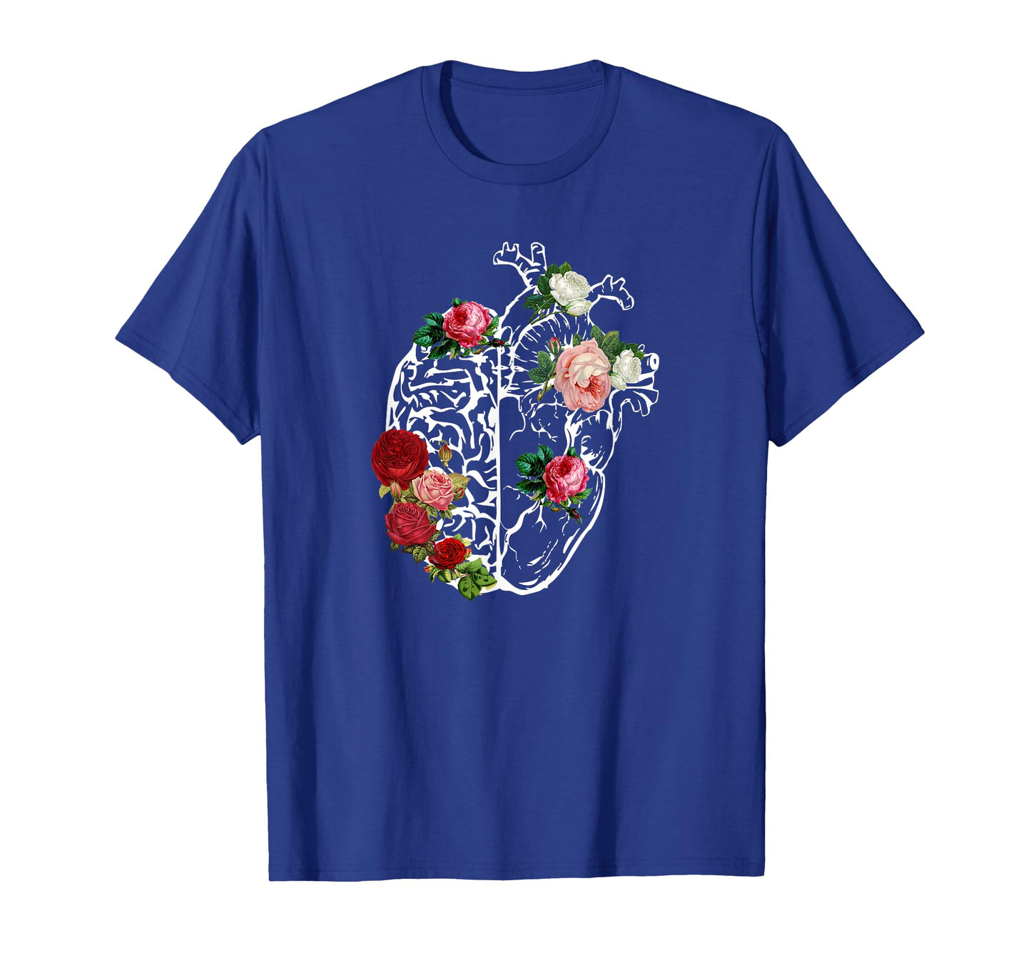 Womens Anatomical Heart_Brain Flowers Florals Anatomy T-Shirt