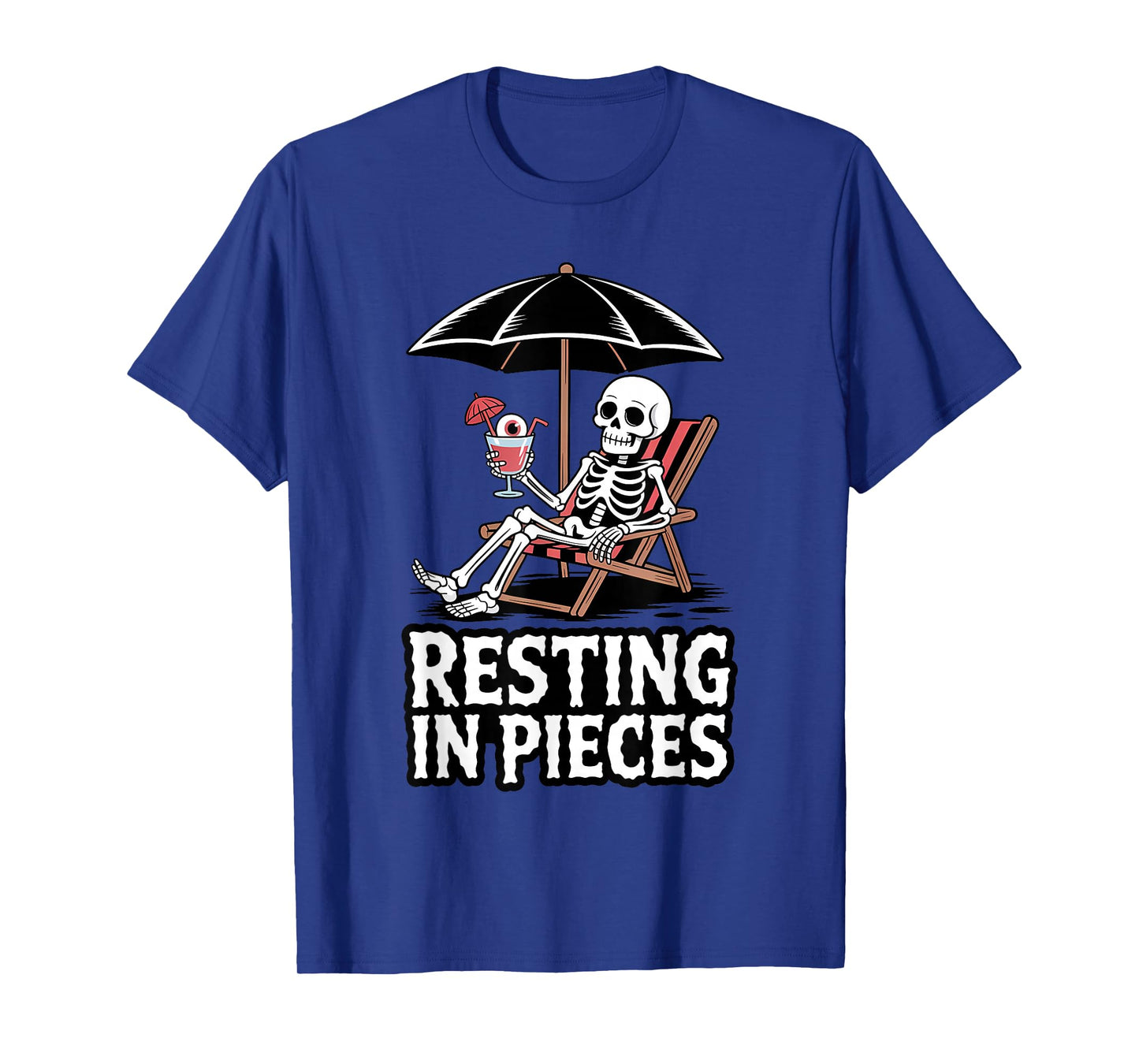 Resting in Piece Skeleton Vacation Funny Beach Halloween T-Shirt