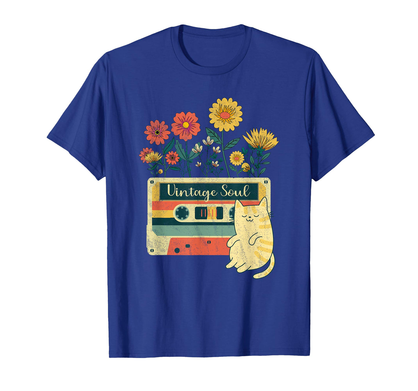 Vintage Cat Shirt for women - Retro Soul Flowers Wildflower T-Shirt