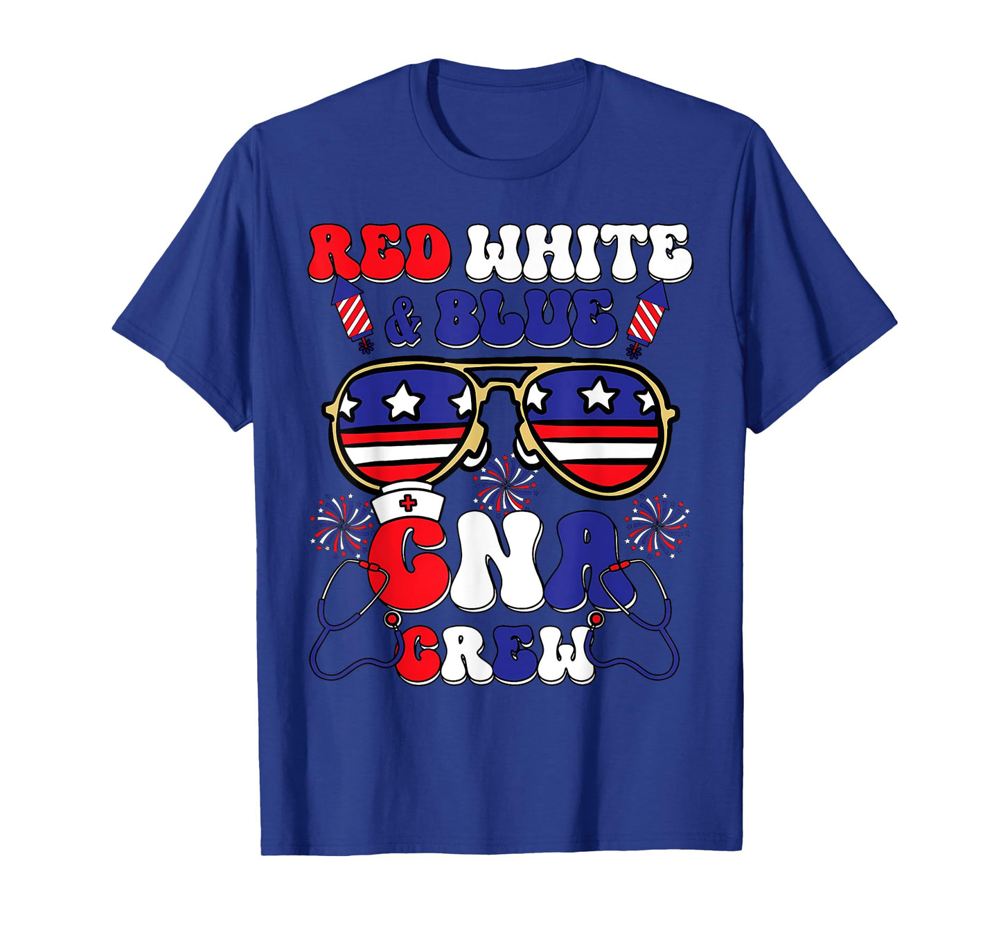 Red White Blue CNA Crew Certified Nursing Assistant 4th July T-Shirt