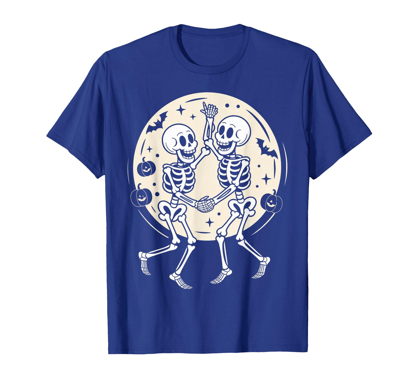 Funny Fall Halloween Dancing Skeletons Spooky Skull Moon T-Shirt