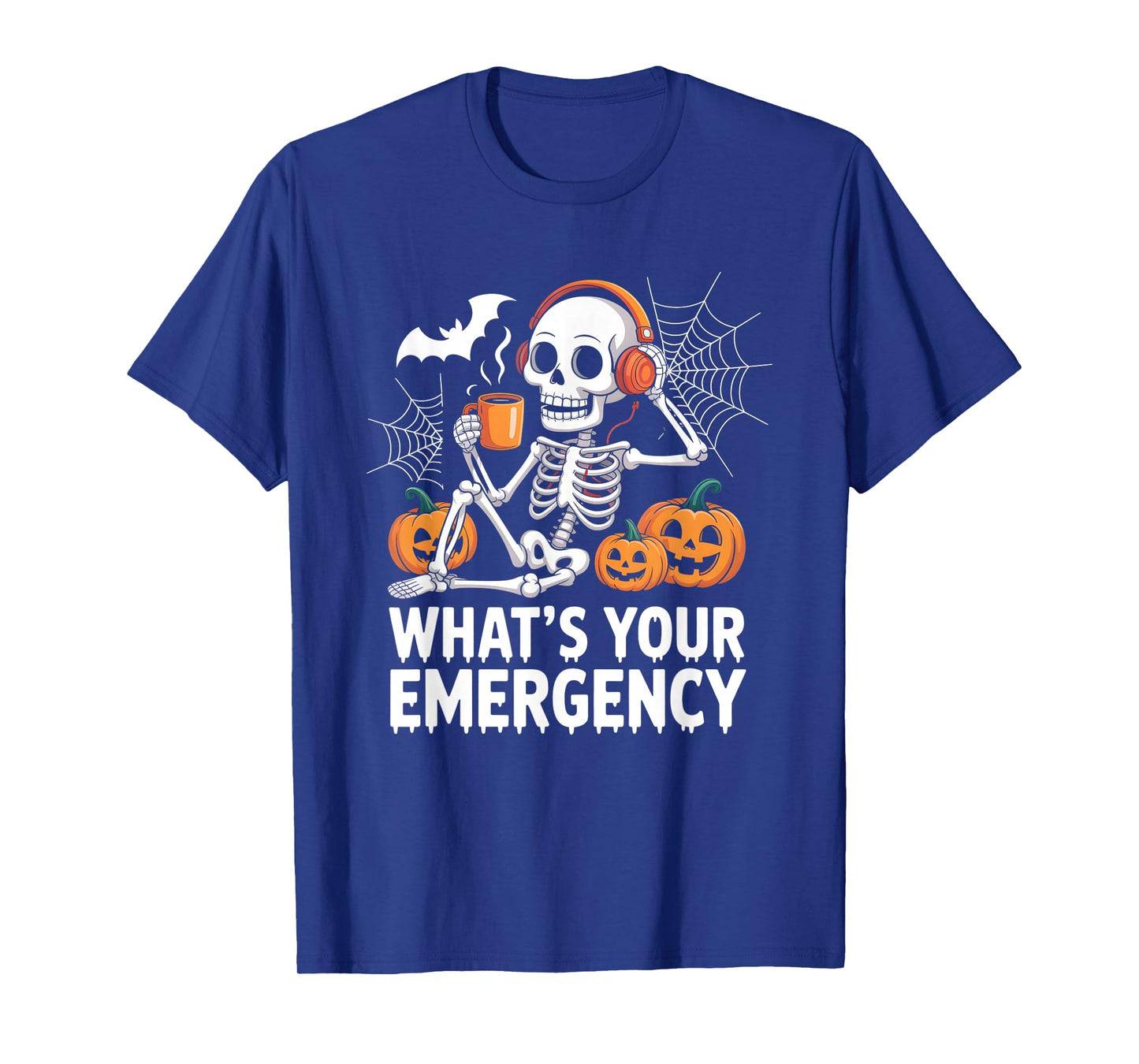 Skeleton Halloween Dispatcher 911 Operator Public Safety T-Shirt
