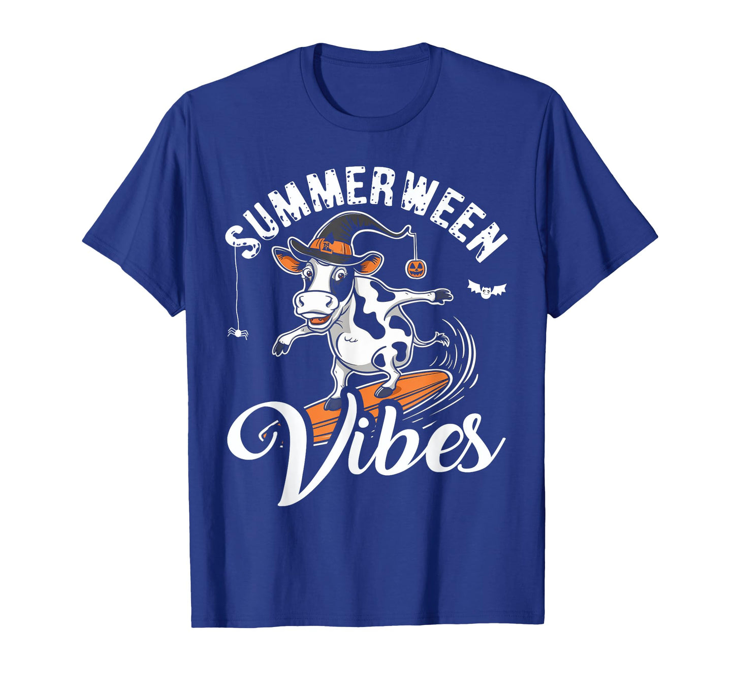 Summerween Vibes Funny Cow Surfing Summer Halloween Vacation T-Shirt