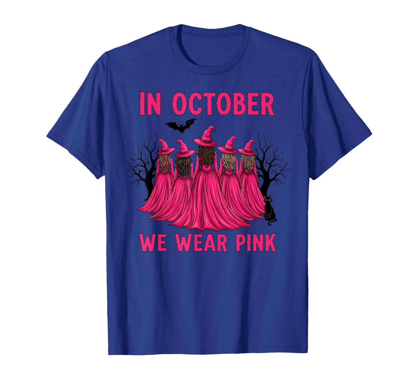 Womenβs October We Wear Pink Witch Breast Cancer Awareness T-Shirt