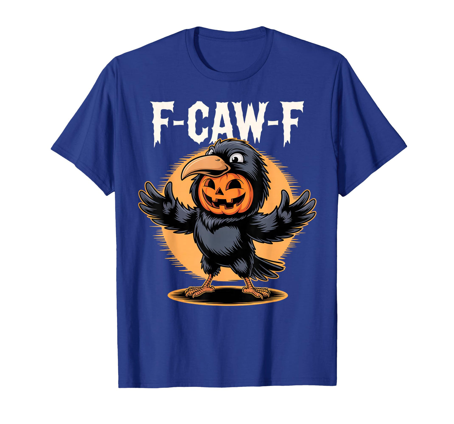 F-Caw-F Crow Black Bird Jack-oβ-Lantern in Raven Mascot T-Shirt