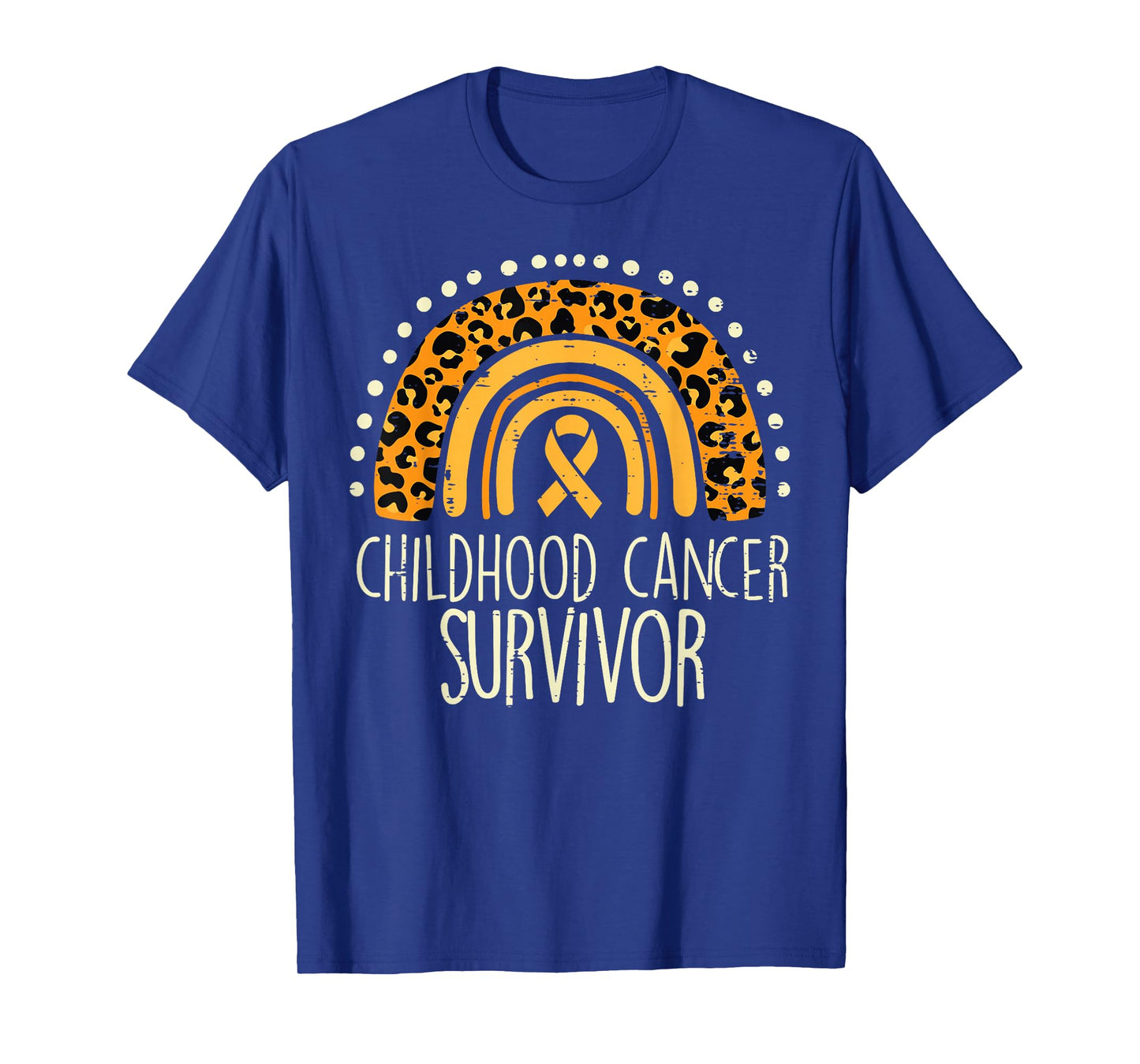 Leopard Rainbow Childhood Cancer Survivor Awareness Ribbon T-Shirt
