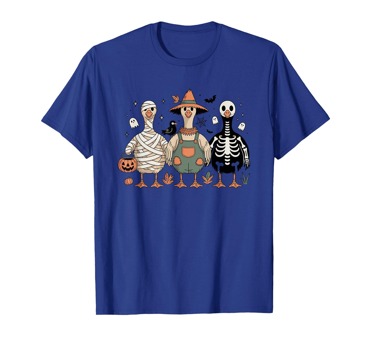 Retro Mummy Scarecrow Skeleton Duck Halloween Costume T-Shirt