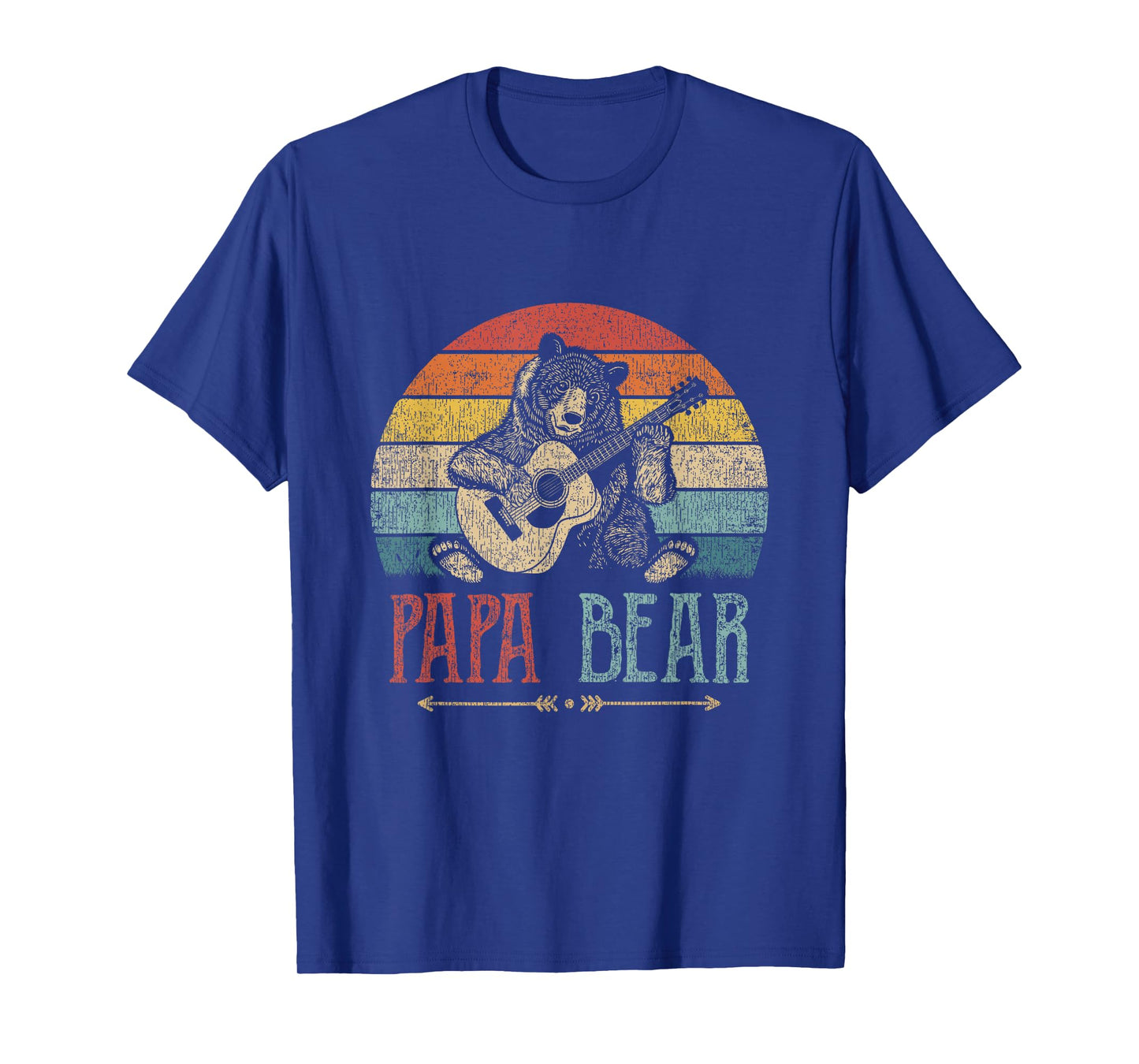Cute Papa Bear Vintage Father's Day Retro Dad Guitar T-Shirt