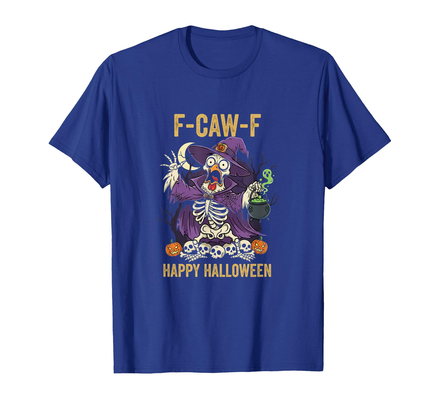 Chicken, F-Caw-F Funny Skeleton Bird Moon Gothic Adult Humor T-Shirt