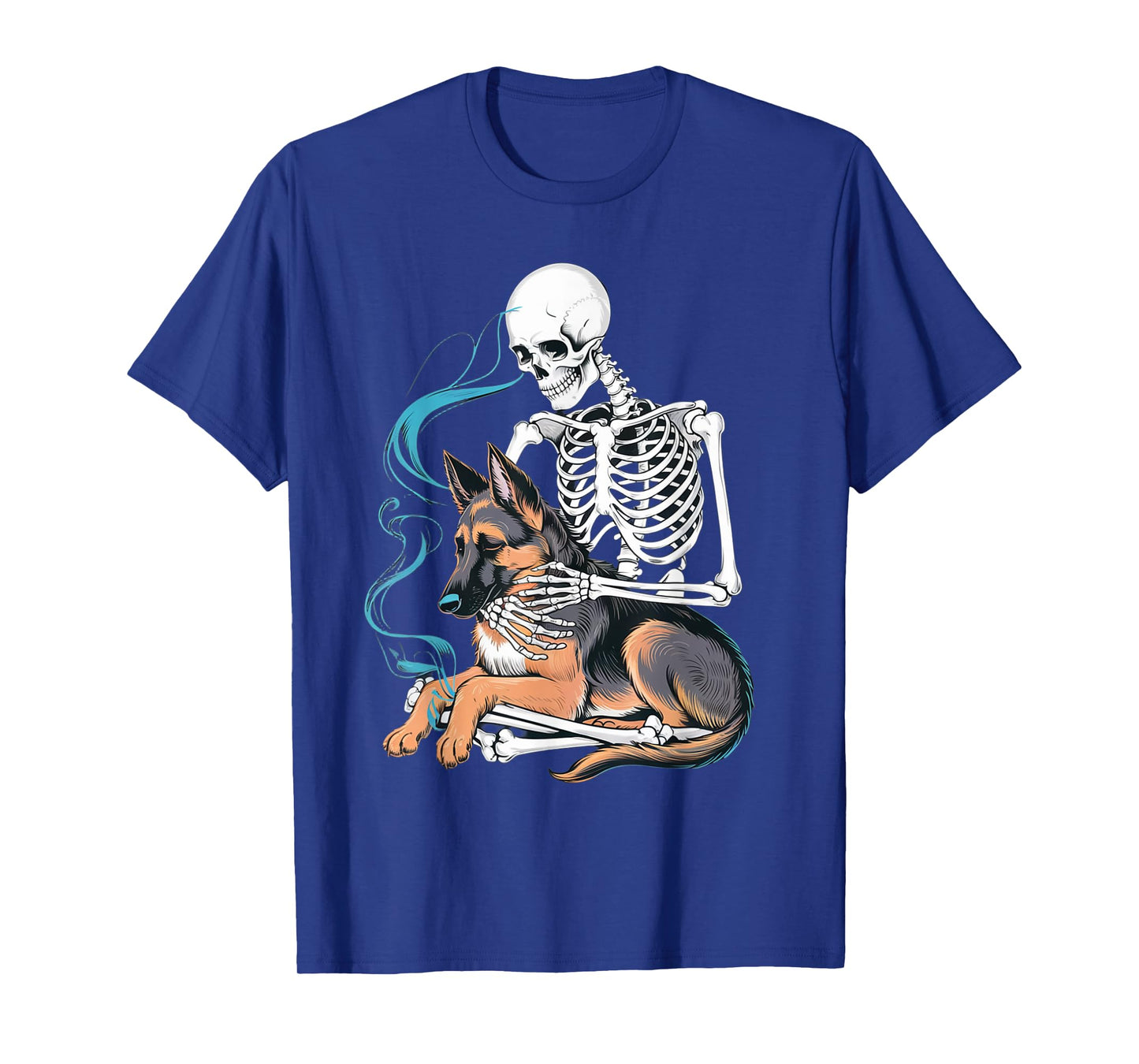 Dog Halloween Skeleton Hugging German Shepherd Women Kids T-Shirt