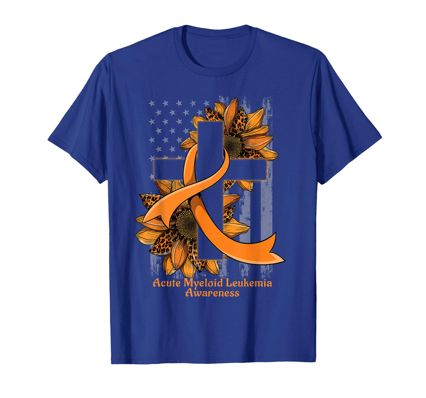 Sunflower Christian Cross Acute Myeloid Leukemia Awareness T-Shirt