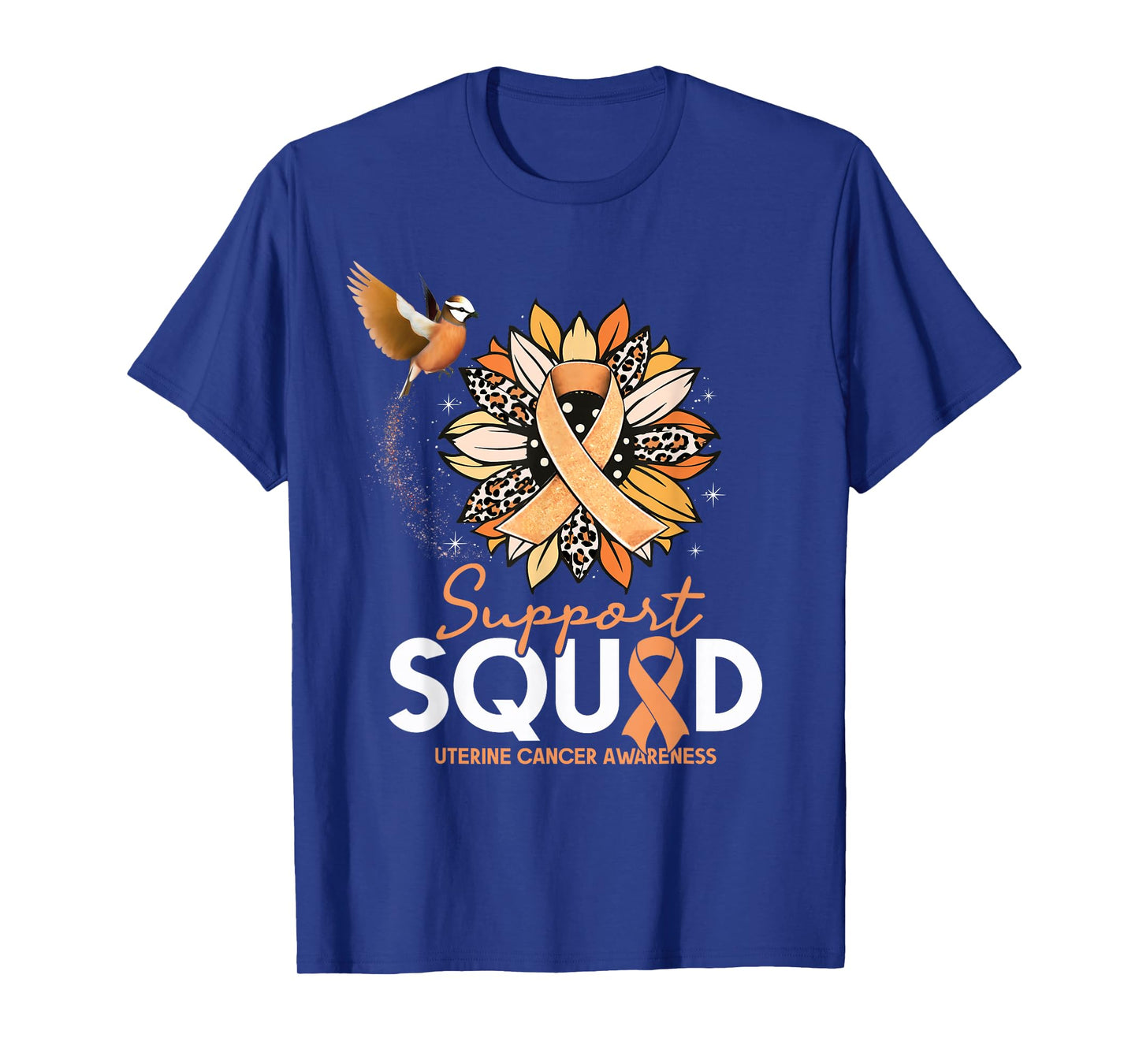 Support Squad Sunflower Hummingbird Uterine Cancer Awareness T-Shirt