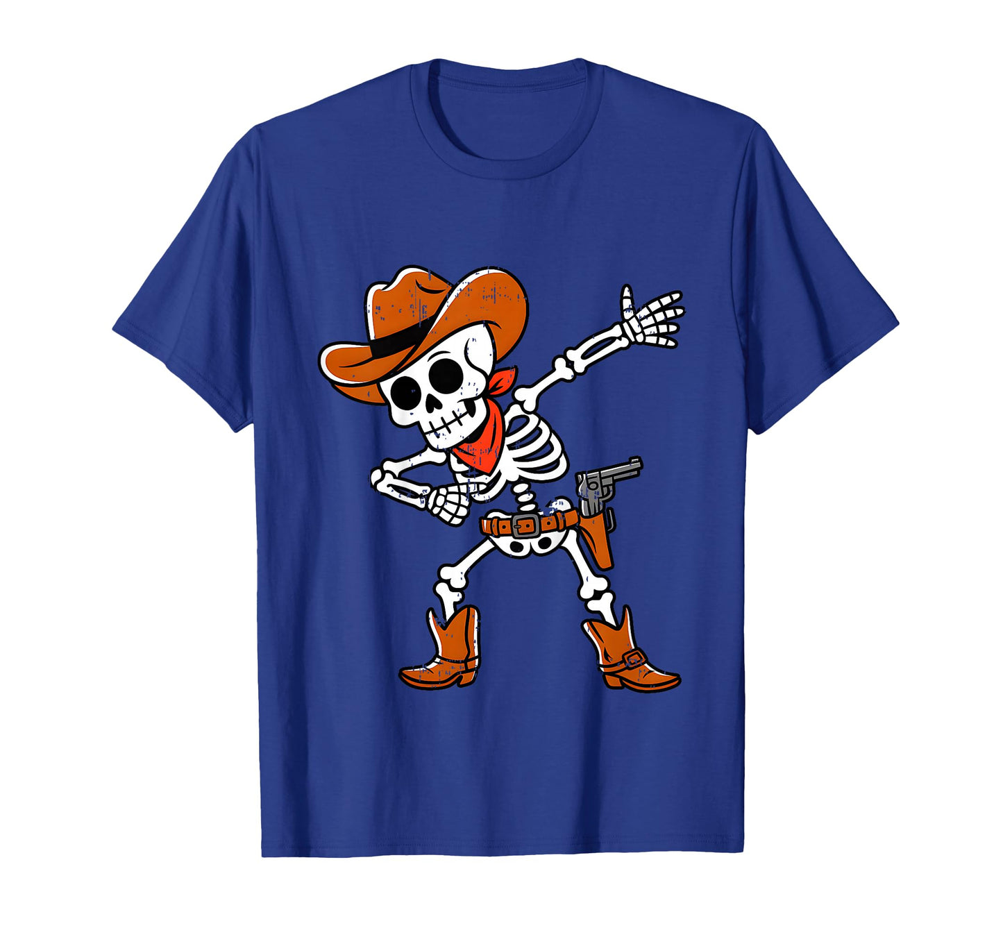 Kids Dabbing Skeleton Cowboy Funny Halloween Costume Boys Kids T-Shirt