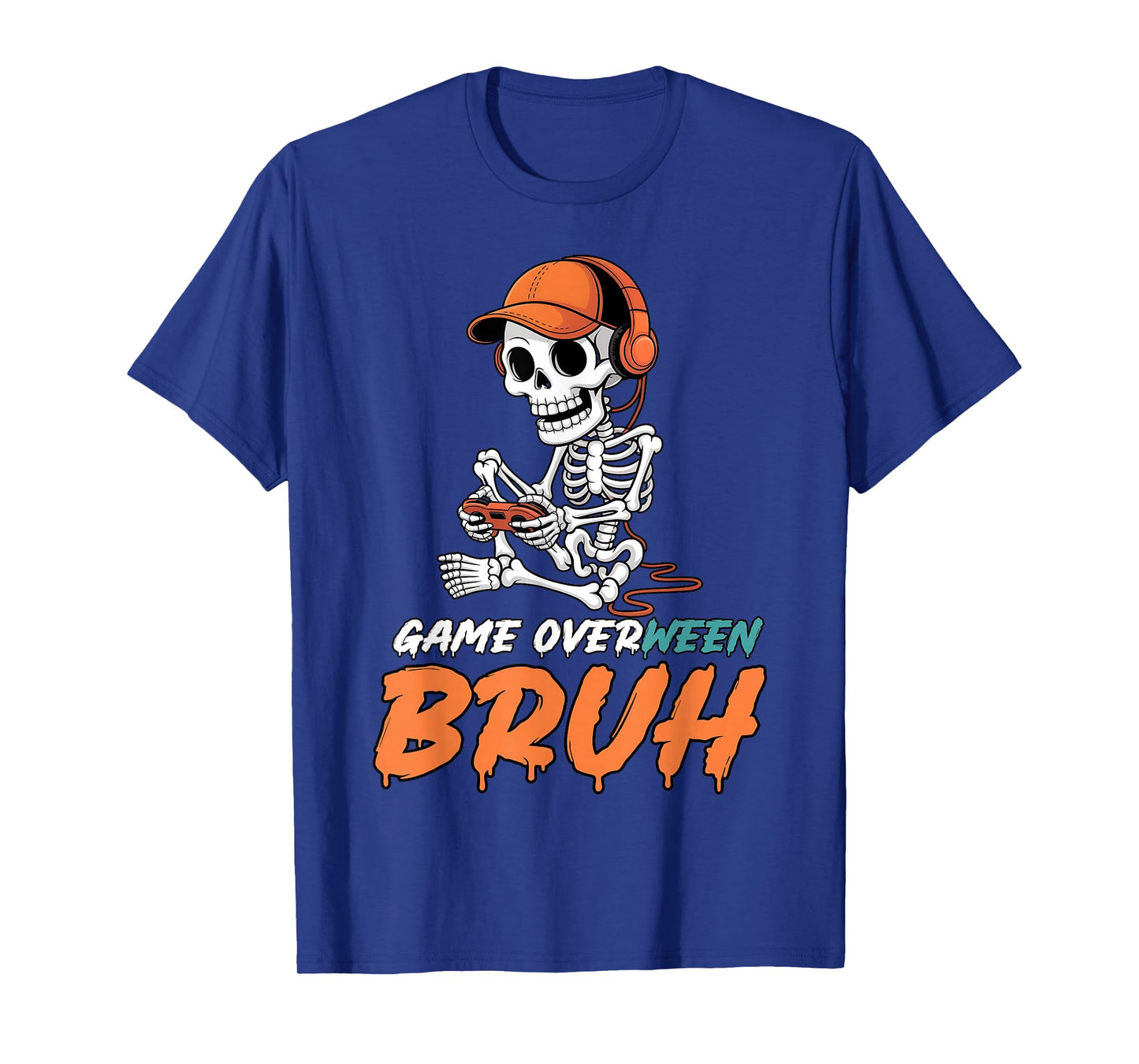 Halloween Skeleton Gamer Game Overween Bruh Boys Men T-Shirt
