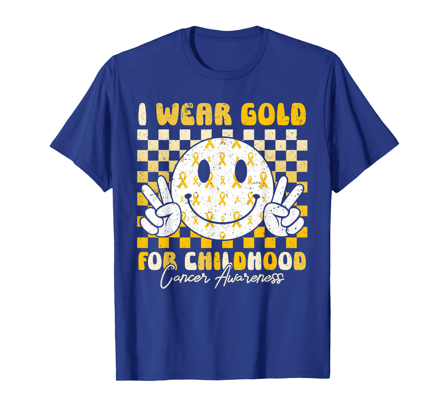 Retro I Wear Gold for Childhood Cancer Awareness Gold Ribbon T-Shirt
